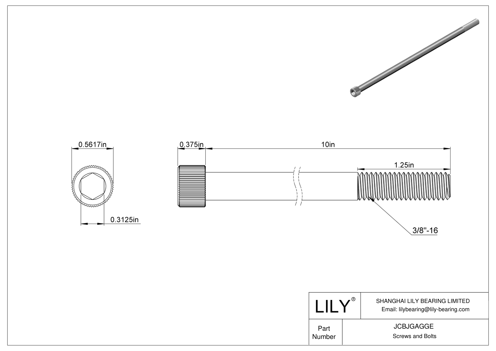 JCBJGAGGE Tornillos de cabeza cilíndrica de acero inoxidable 18-8 cad drawing