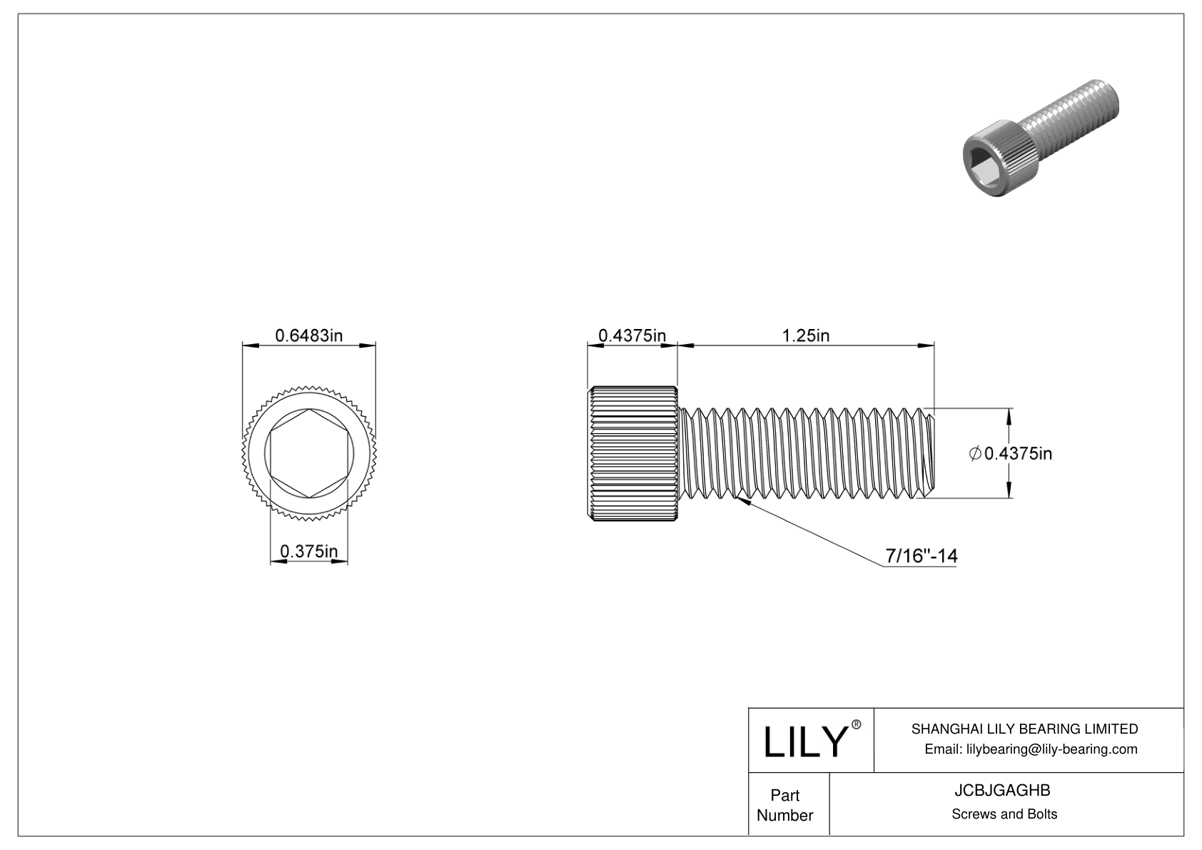 JCBJGAGHB 18-8 Stainless Steel Socket Head Screws cad drawing