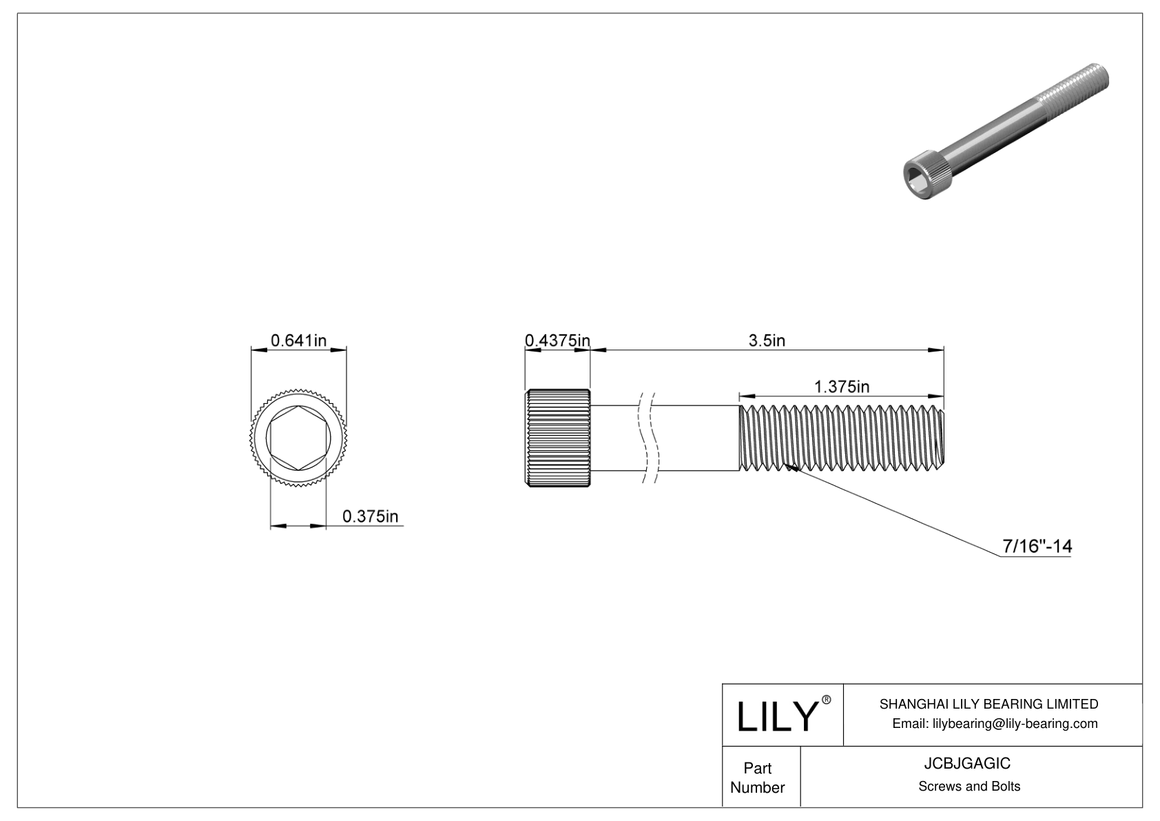 JCBJGAGIC 18-8 Stainless Steel Socket Head Screws cad drawing