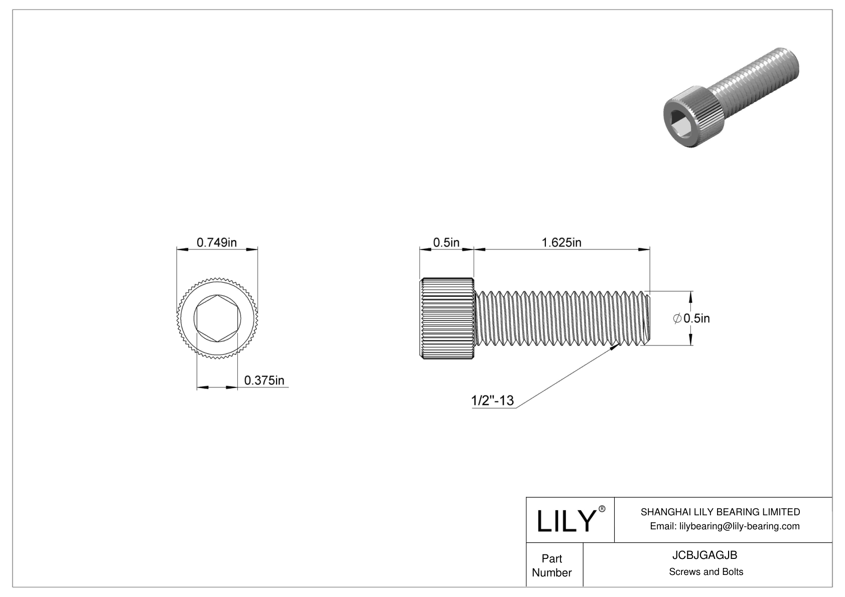 JCBJGAGJB 18-8 Stainless Steel Socket Head Screws cad drawing