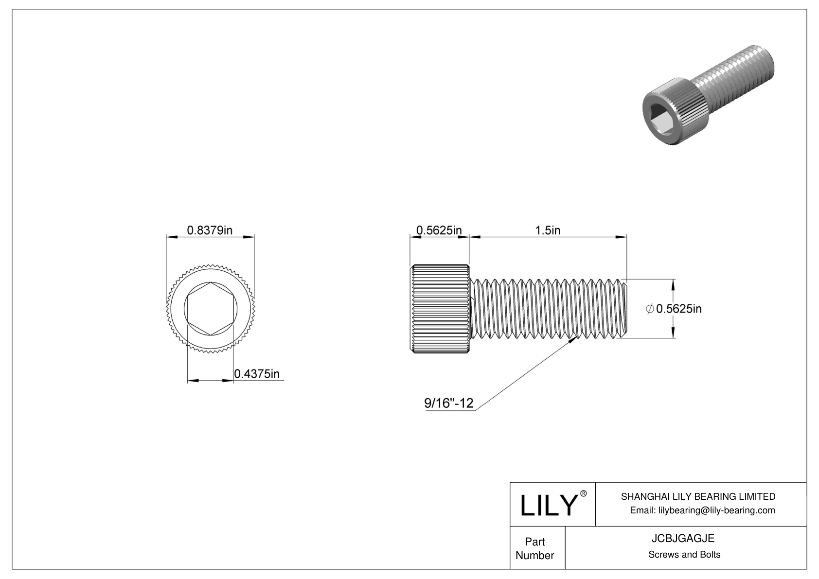 JCBJGAGJE 18-8 Stainless Steel Socket Head Screws cad drawing