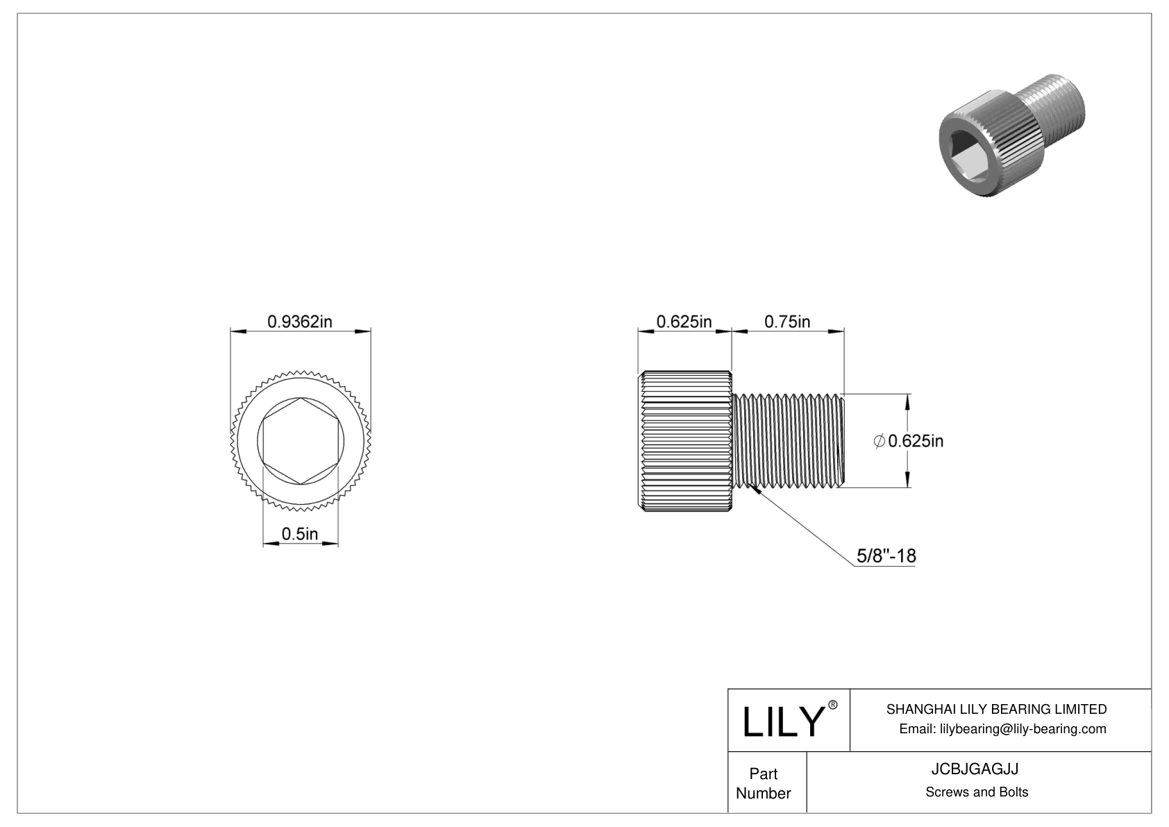 JCBJGAGJJ 18-8 Stainless Steel Socket Head Screws cad drawing