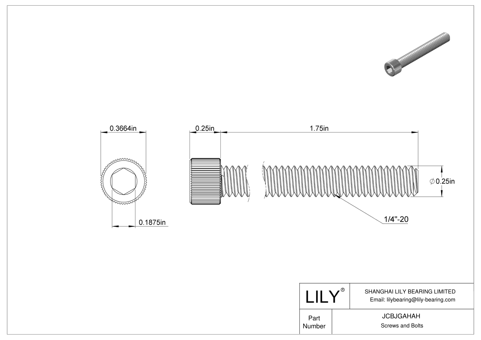 JCBJGAHAH Tornillos de cabeza cilíndrica de acero inoxidable 18-8 cad drawing