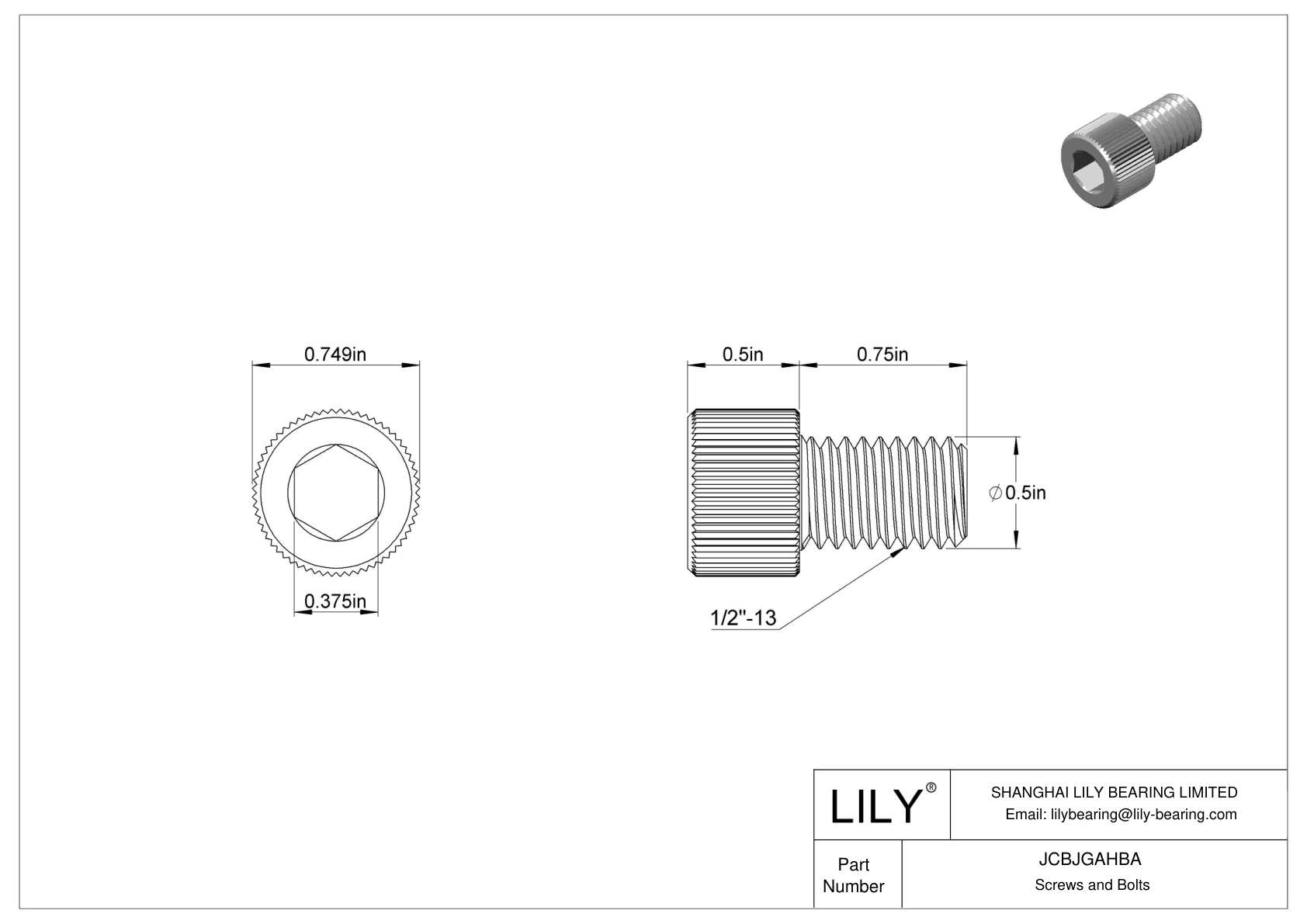 JCBJGAHBA 18-8 Stainless Steel Socket Head Screws cad drawing