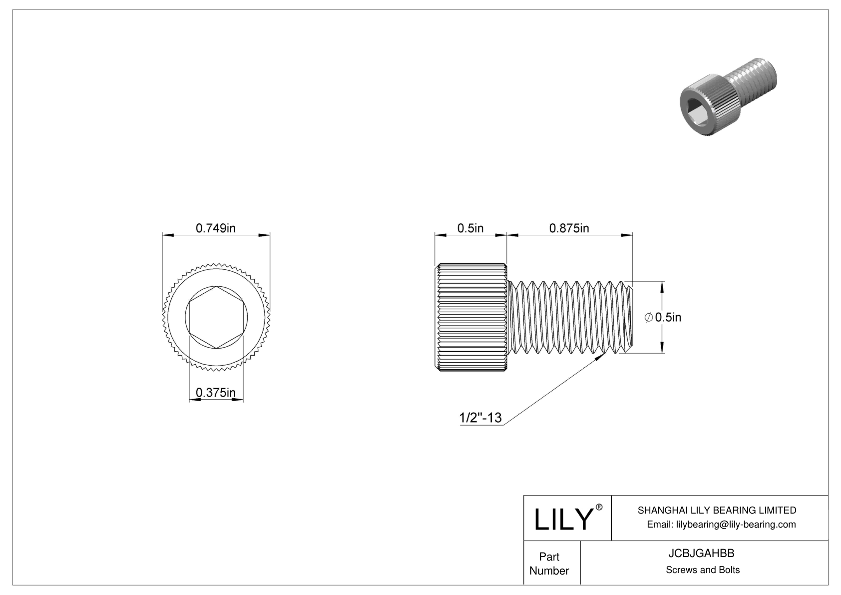 JCBJGAHBB Tornillos de cabeza cilíndrica de acero inoxidable 18-8 cad drawing