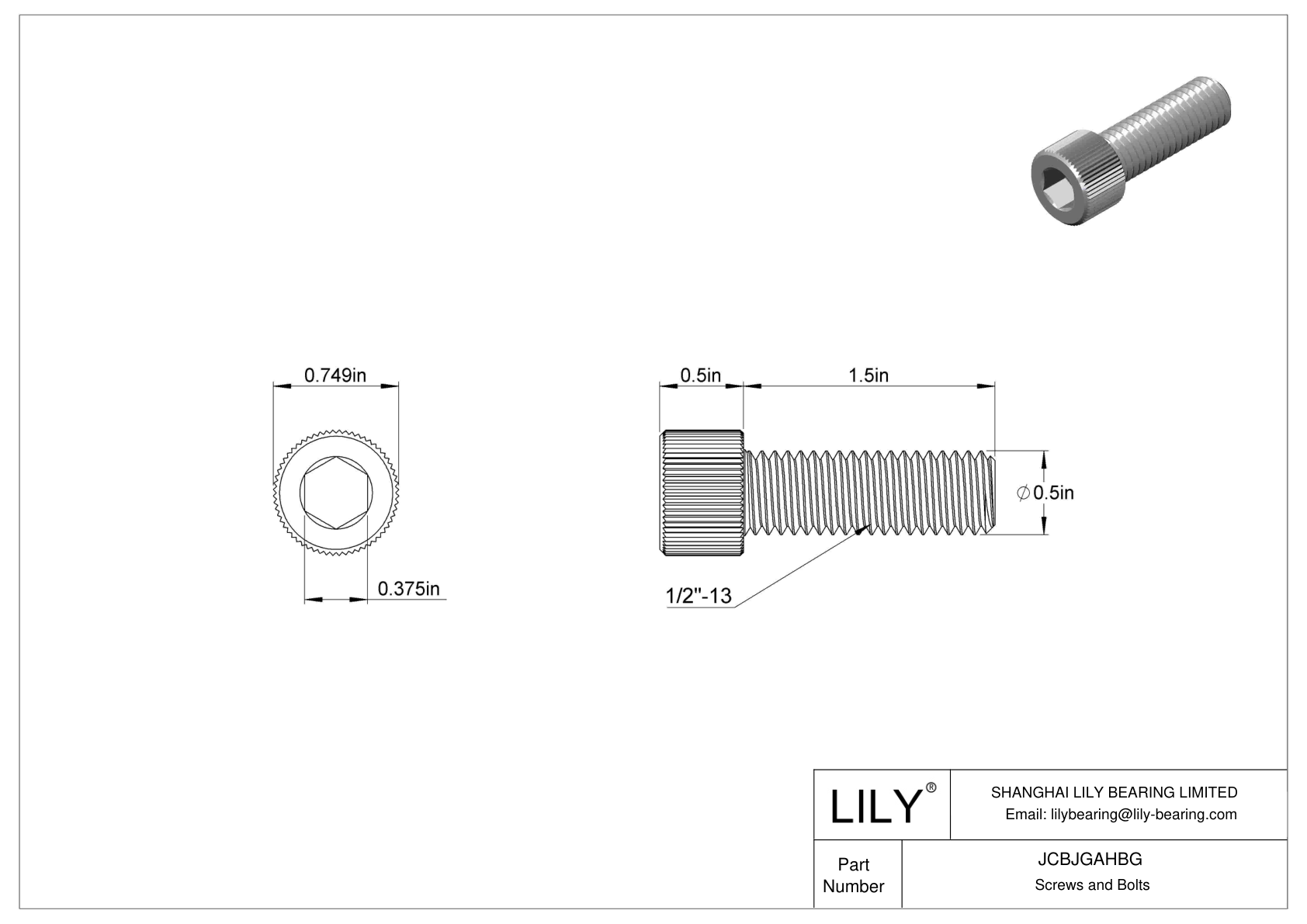 JCBJGAHBG 18-8 Stainless Steel Socket Head Screws cad drawing