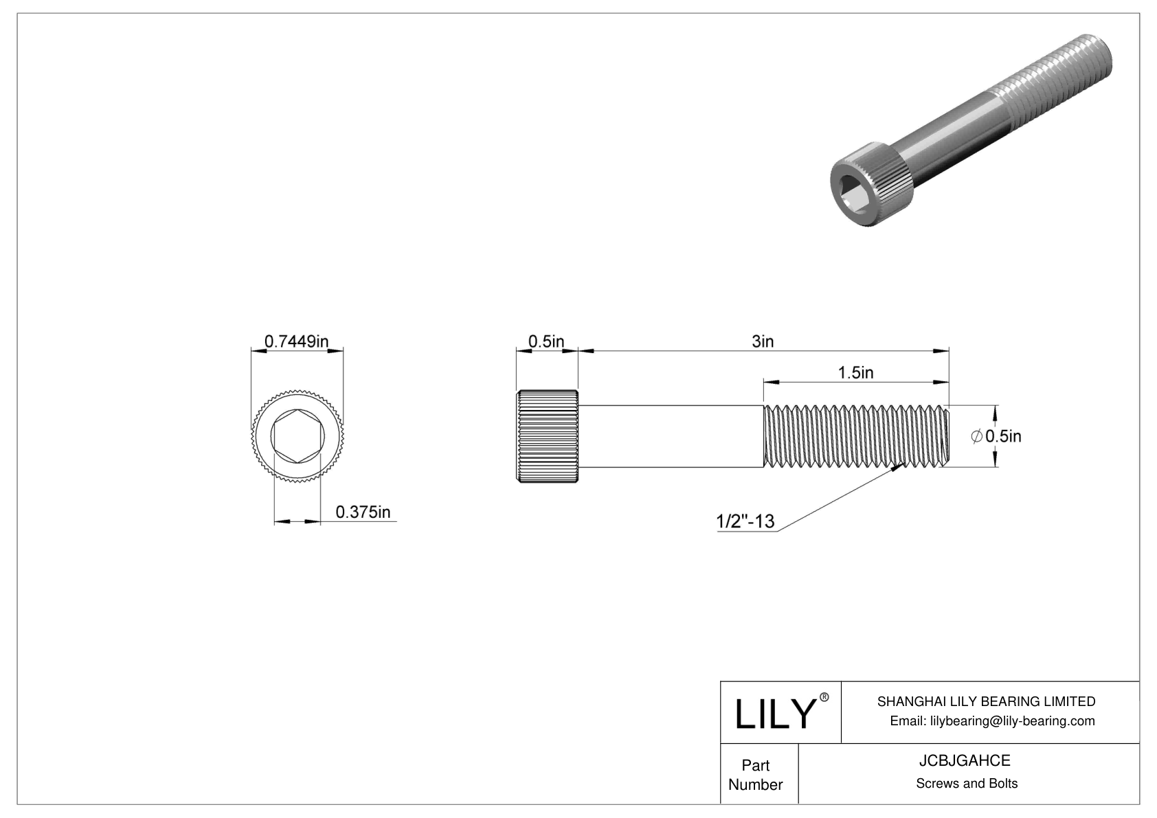 JCBJGAHCE Tornillos de cabeza cilíndrica de acero inoxidable 18-8 cad drawing