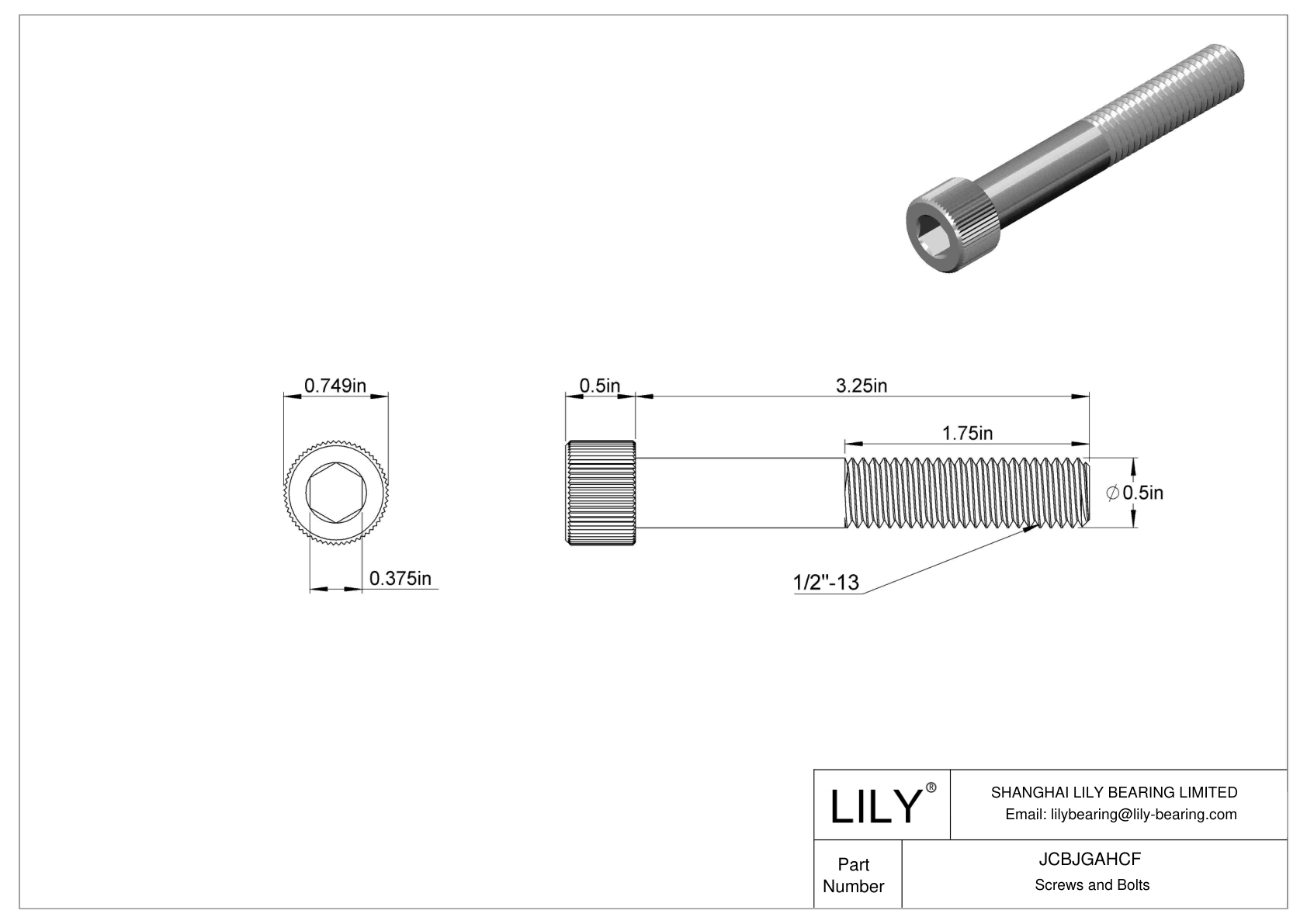 JCBJGAHCF Tornillos de cabeza cilíndrica de acero inoxidable 18-8 cad drawing