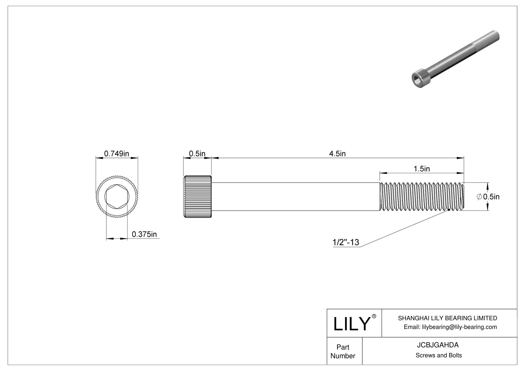 JCBJGAHDA Tornillos de cabeza cilíndrica de acero inoxidable 18-8 cad drawing