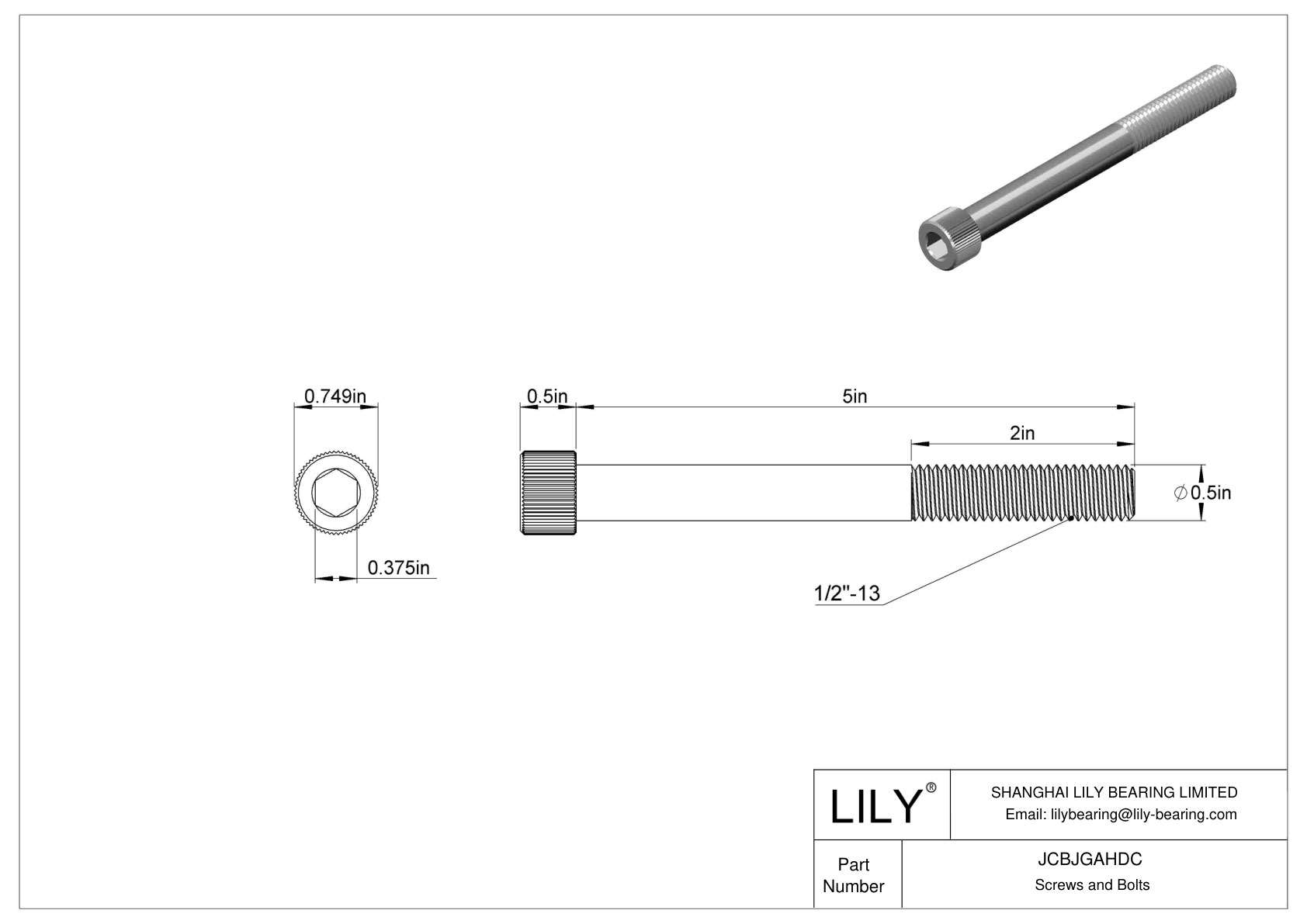 JCBJGAHDC 18-8 Stainless Steel Socket Head Screws cad drawing