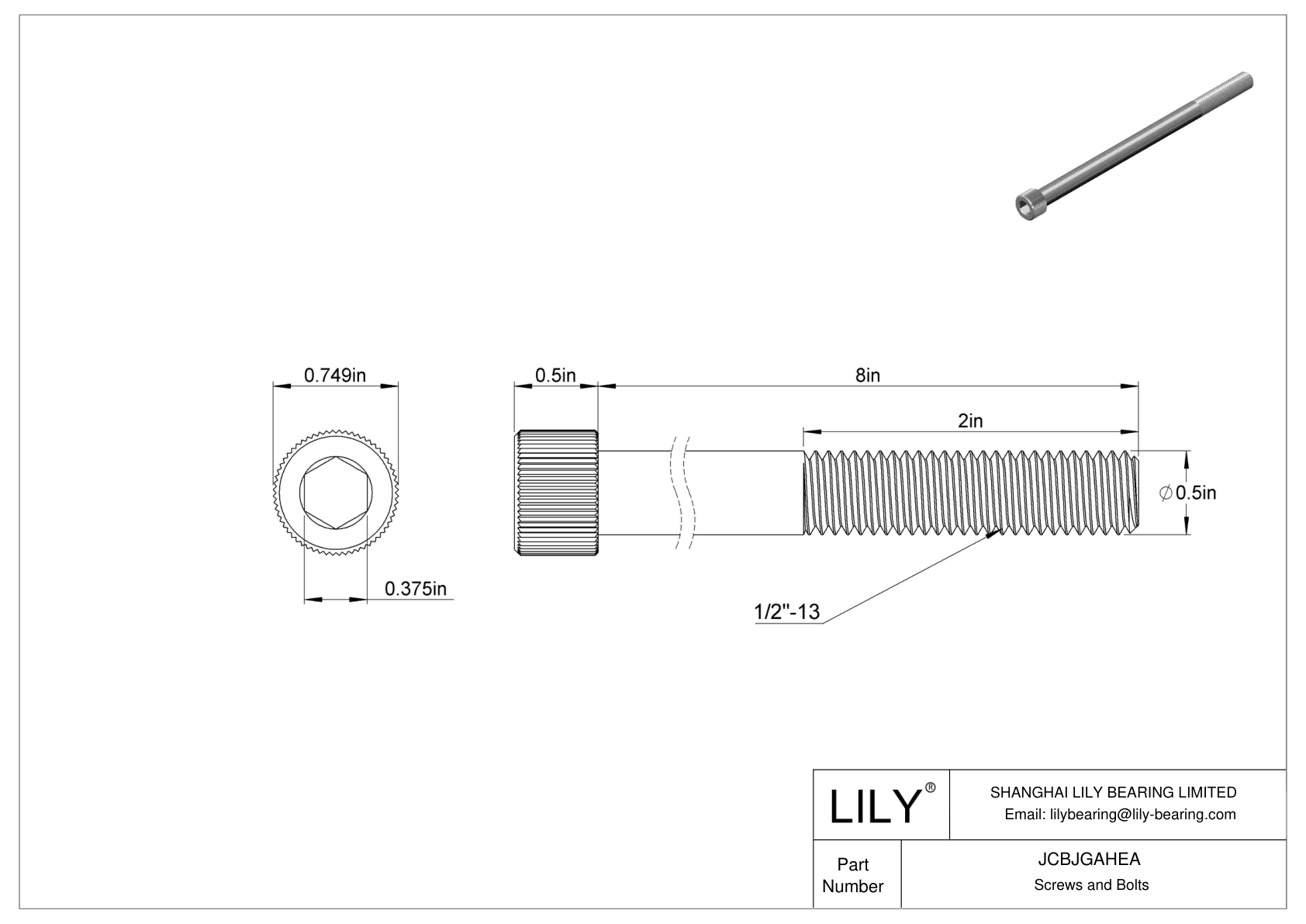 JCBJGAHEA 18-8 Stainless Steel Socket Head Screws cad drawing