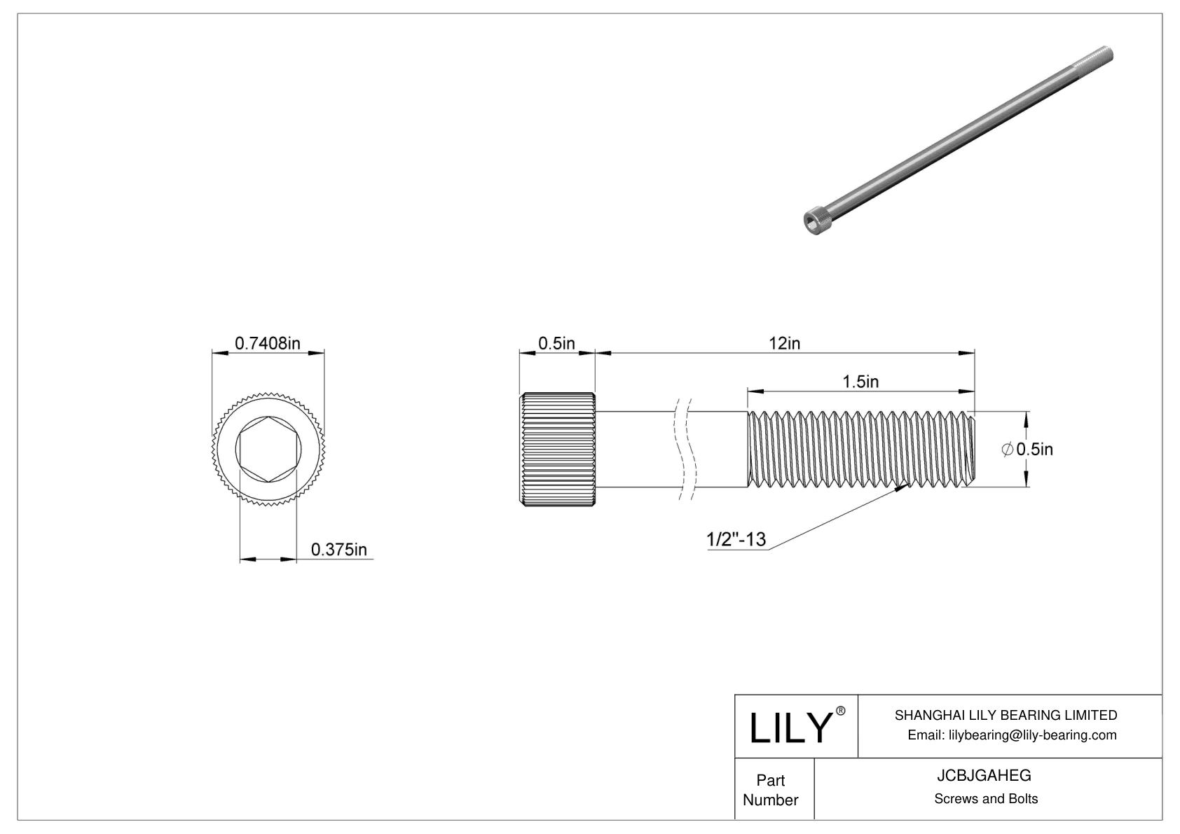 JCBJGAHEG 18-8 Stainless Steel Socket Head Screws cad drawing