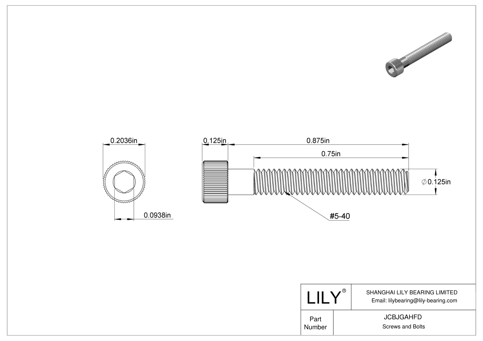 JCBJGAHFD 18-8 Stainless Steel Socket Head Screws cad drawing