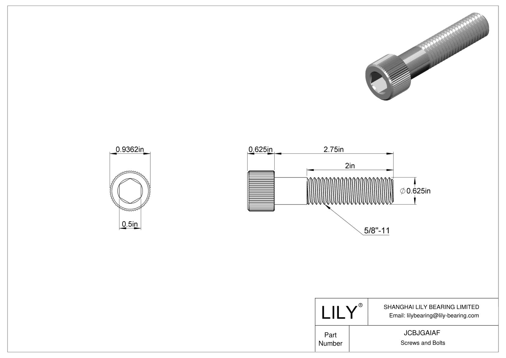 JCBJGAIAF Tornillos de cabeza cilíndrica de acero inoxidable 18-8 cad drawing