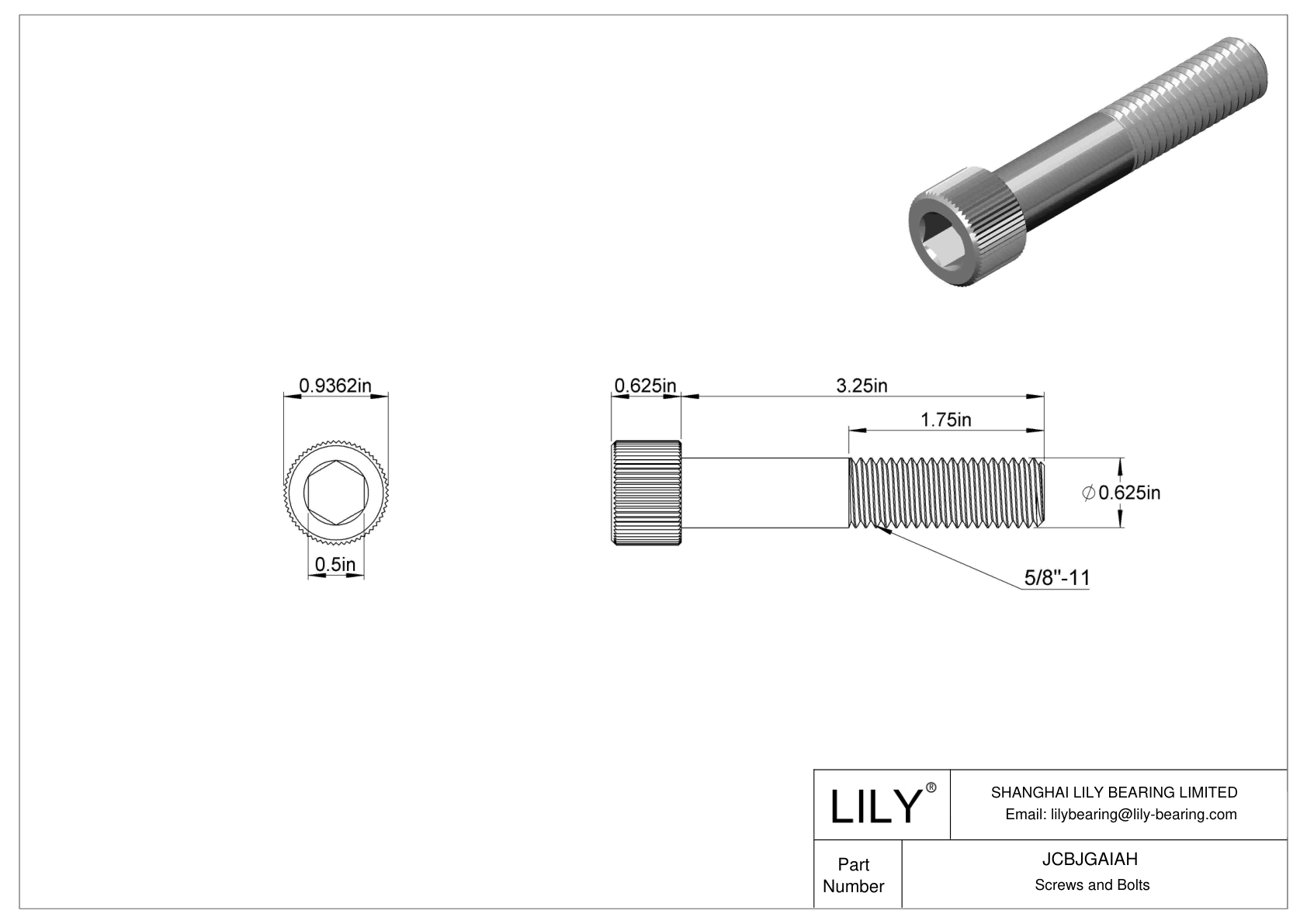 JCBJGAIAH 18-8 Stainless Steel Socket Head Screws cad drawing