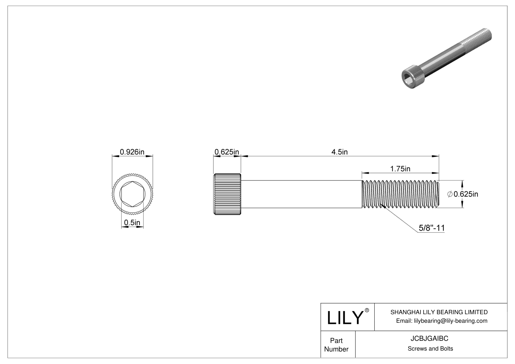 JCBJGAIBC Tornillos de cabeza cilíndrica de acero inoxidable 18-8 cad drawing