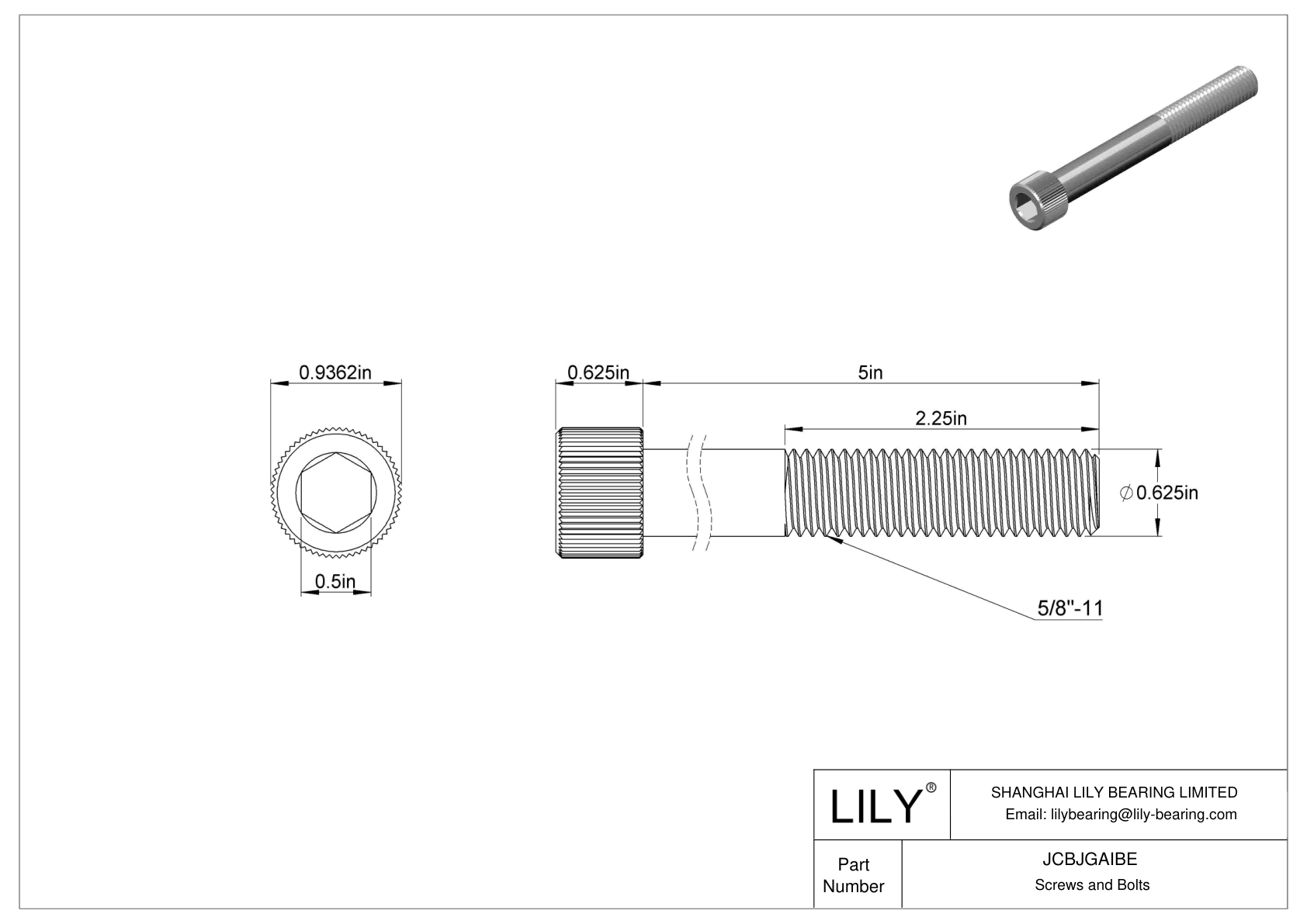 JCBJGAIBE 18-8 Stainless Steel Socket Head Screws cad drawing