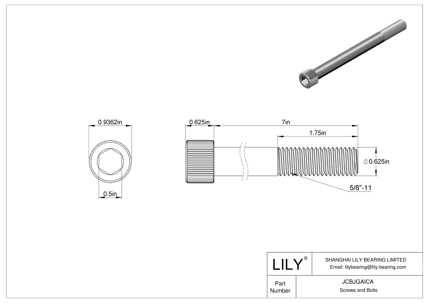 JCBJGAICA Tornillos de cabeza cilíndrica de acero inoxidable 18-8 cad drawing