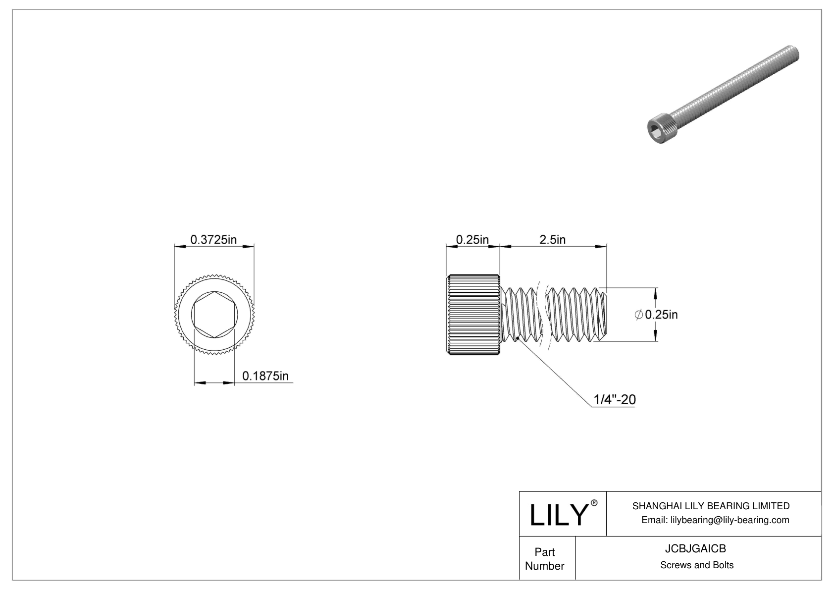 JCBJGAICB 18-8 Stainless Steel Socket Head Screws cad drawing