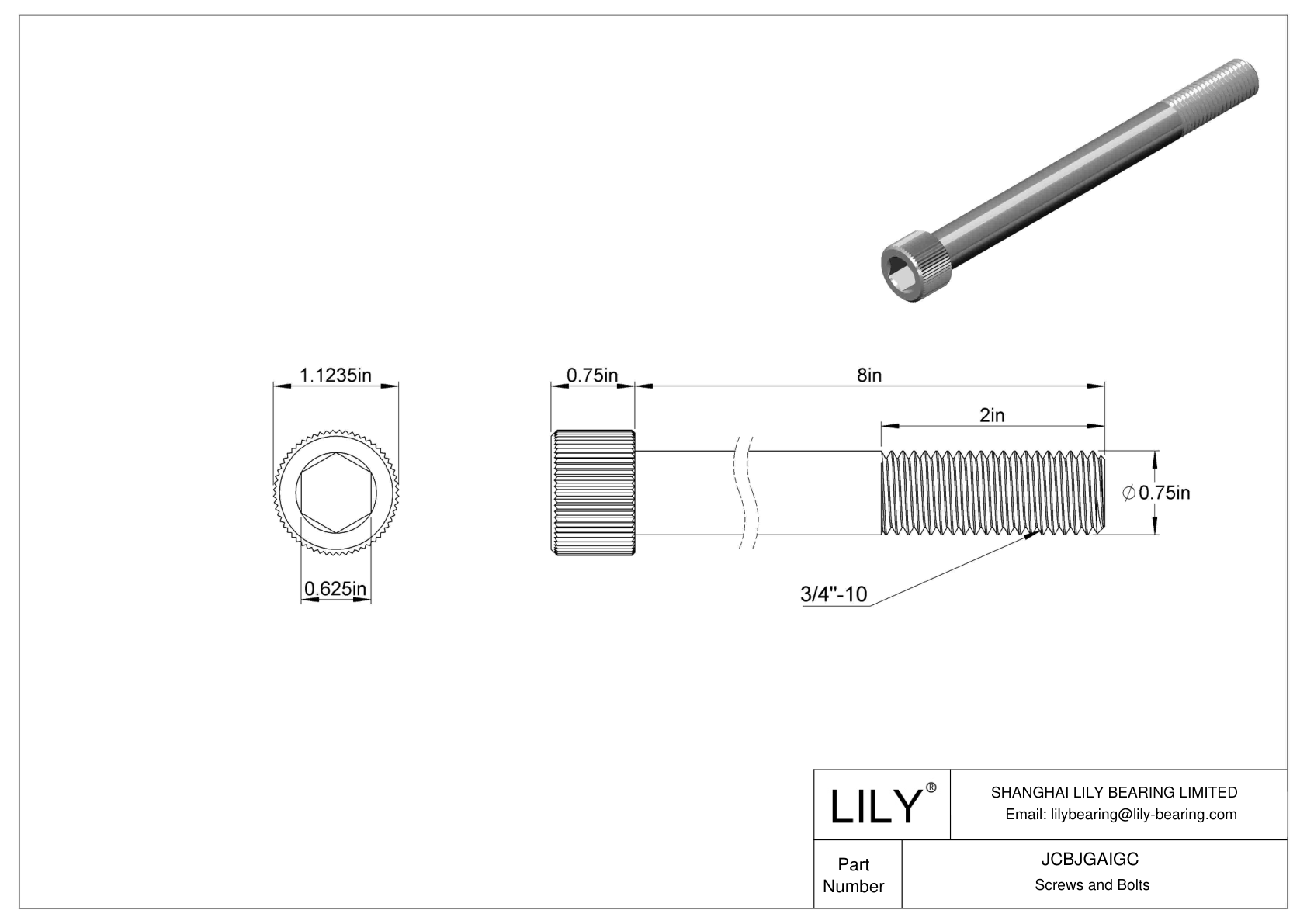 JCBJGAIGC 18-8 Stainless Steel Socket Head Screws cad drawing