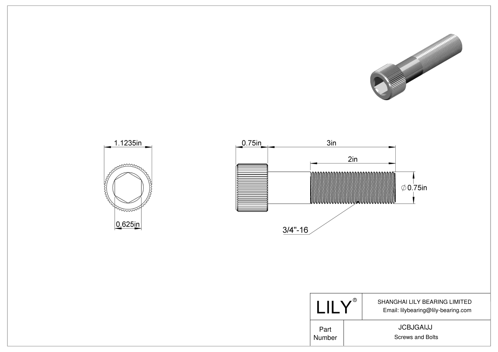 JCBJGAIJJ 18-8 Stainless Steel Socket Head Screws cad drawing