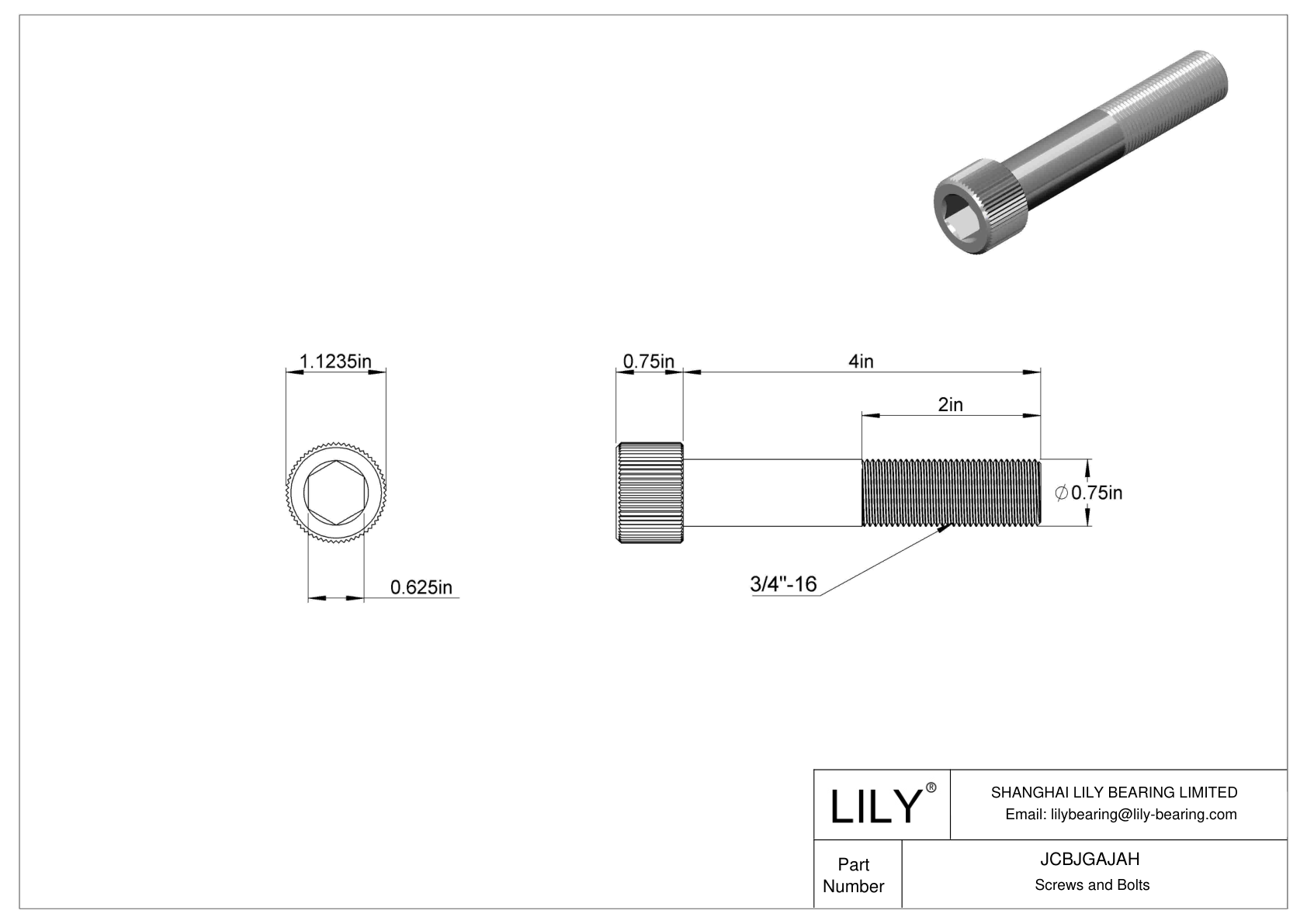 JCBJGAJAH 18-8 Stainless Steel Socket Head Screws cad drawing