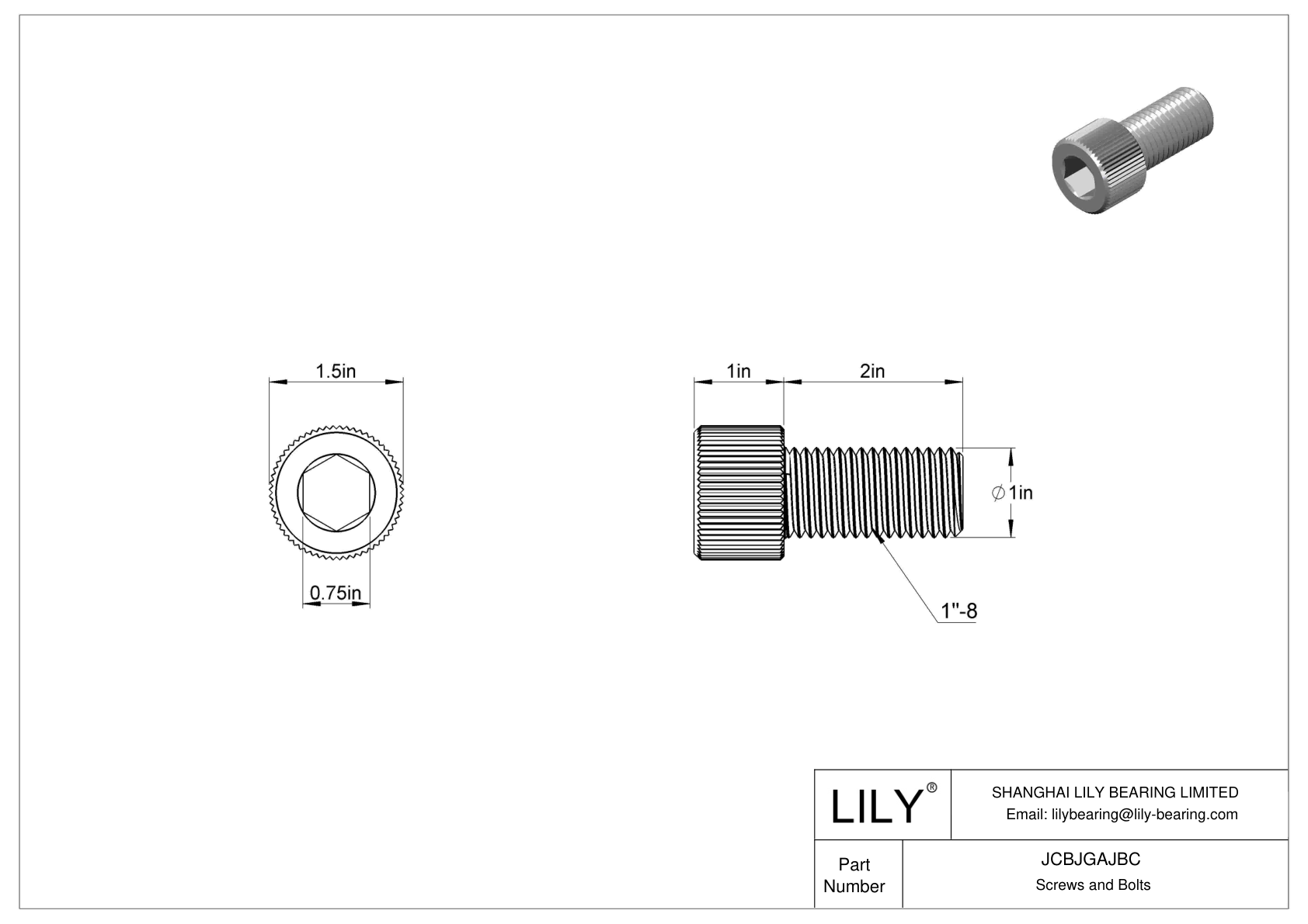 JCBJGAJBC Tornillos de cabeza cilíndrica de acero inoxidable 18-8 cad drawing