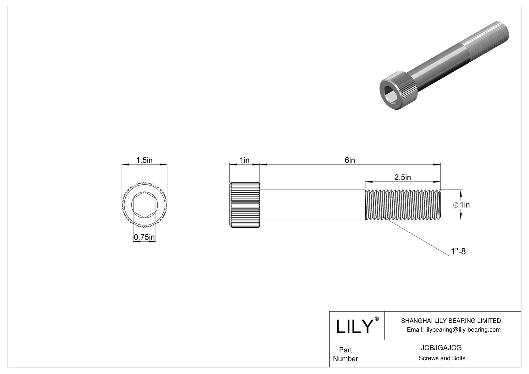 JCBJGAJCG 18-8 Stainless Steel Socket Head Screws cad drawing