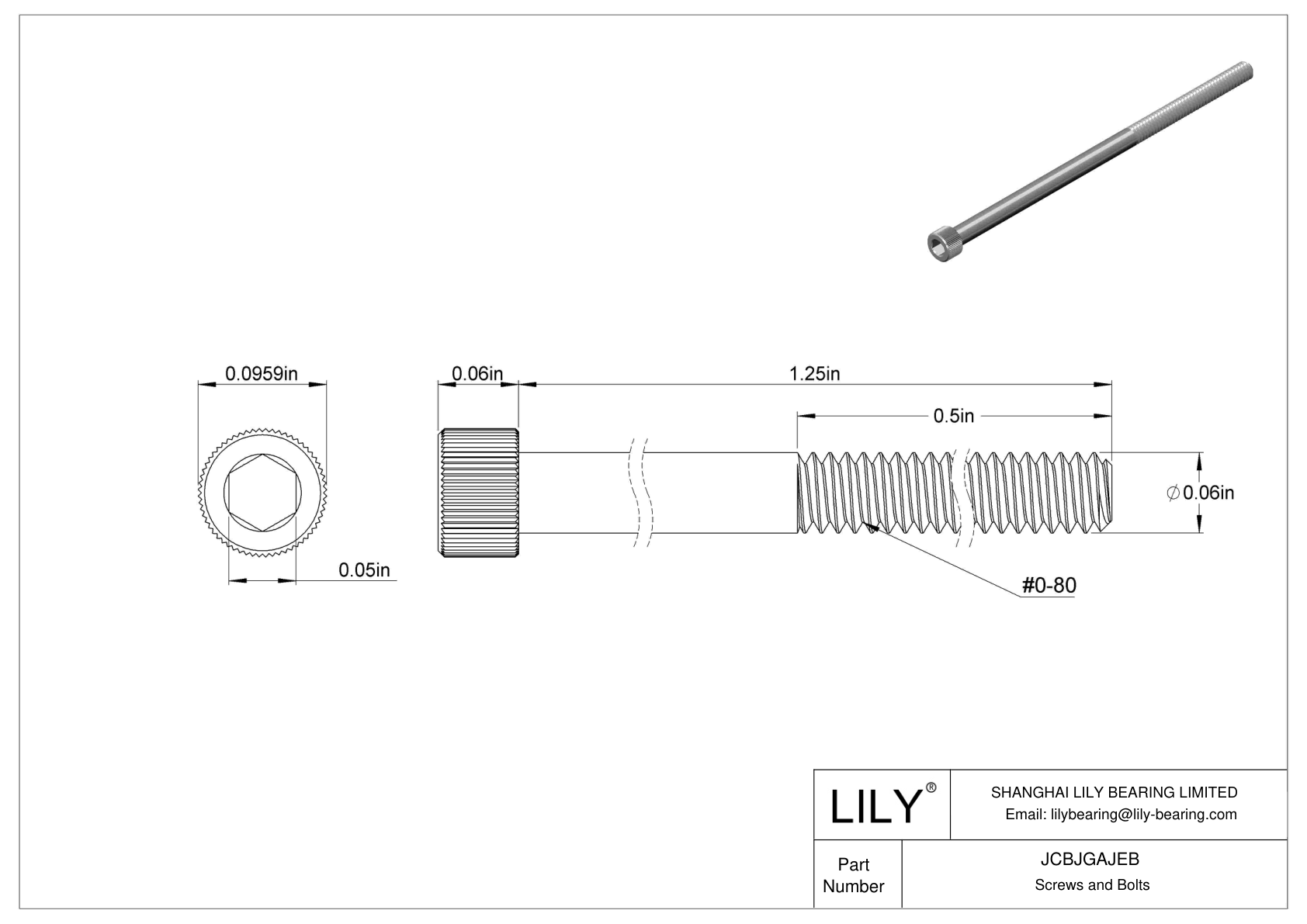 JCBJGAJEB 18-8 Stainless Steel Socket Head Screws cad drawing