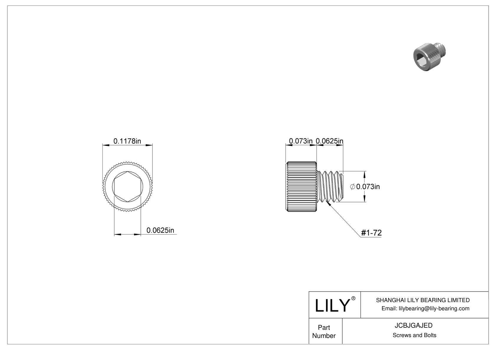 JCBJGAJED 18-8 Stainless Steel Socket Head Screws cad drawing