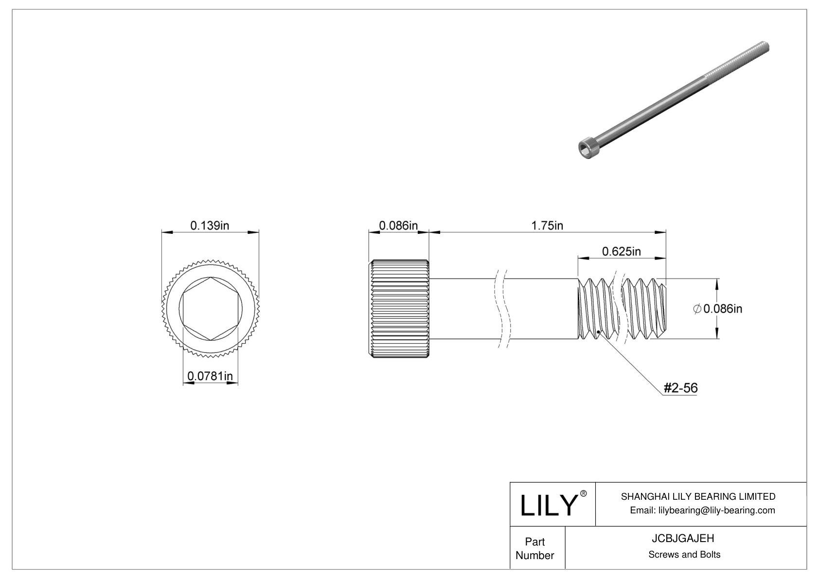 JCBJGAJEH 18-8 Stainless Steel Socket Head Screws cad drawing