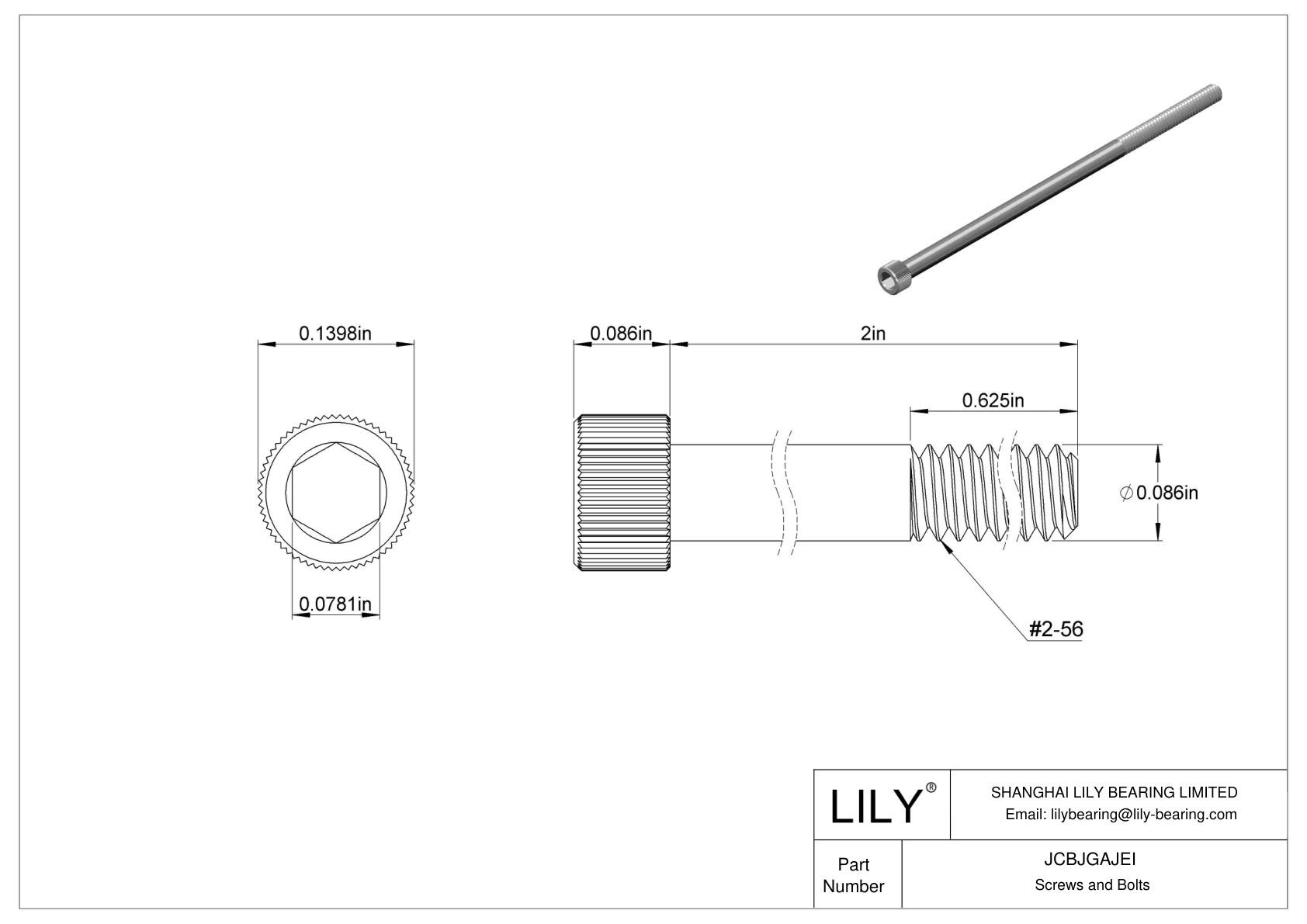 JCBJGAJEI 18-8 Stainless Steel Socket Head Screws cad drawing