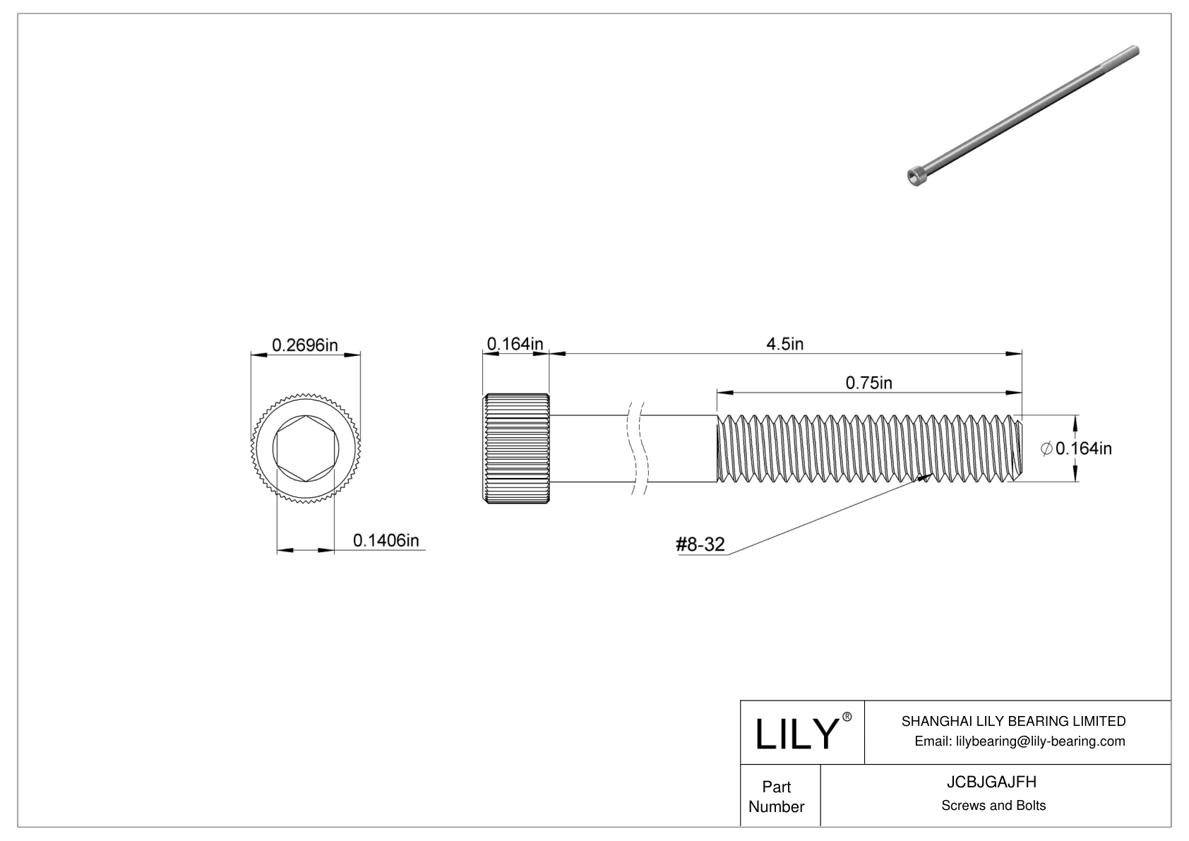 JCBJGAJFH Tornillos de cabeza cilíndrica de acero inoxidable 18-8 cad drawing