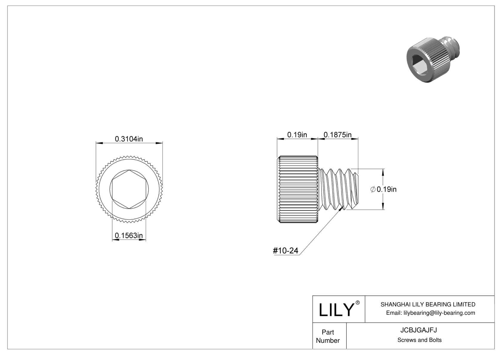 JCBJGAJFJ Tornillos de cabeza cilíndrica de acero inoxidable 18-8 cad drawing