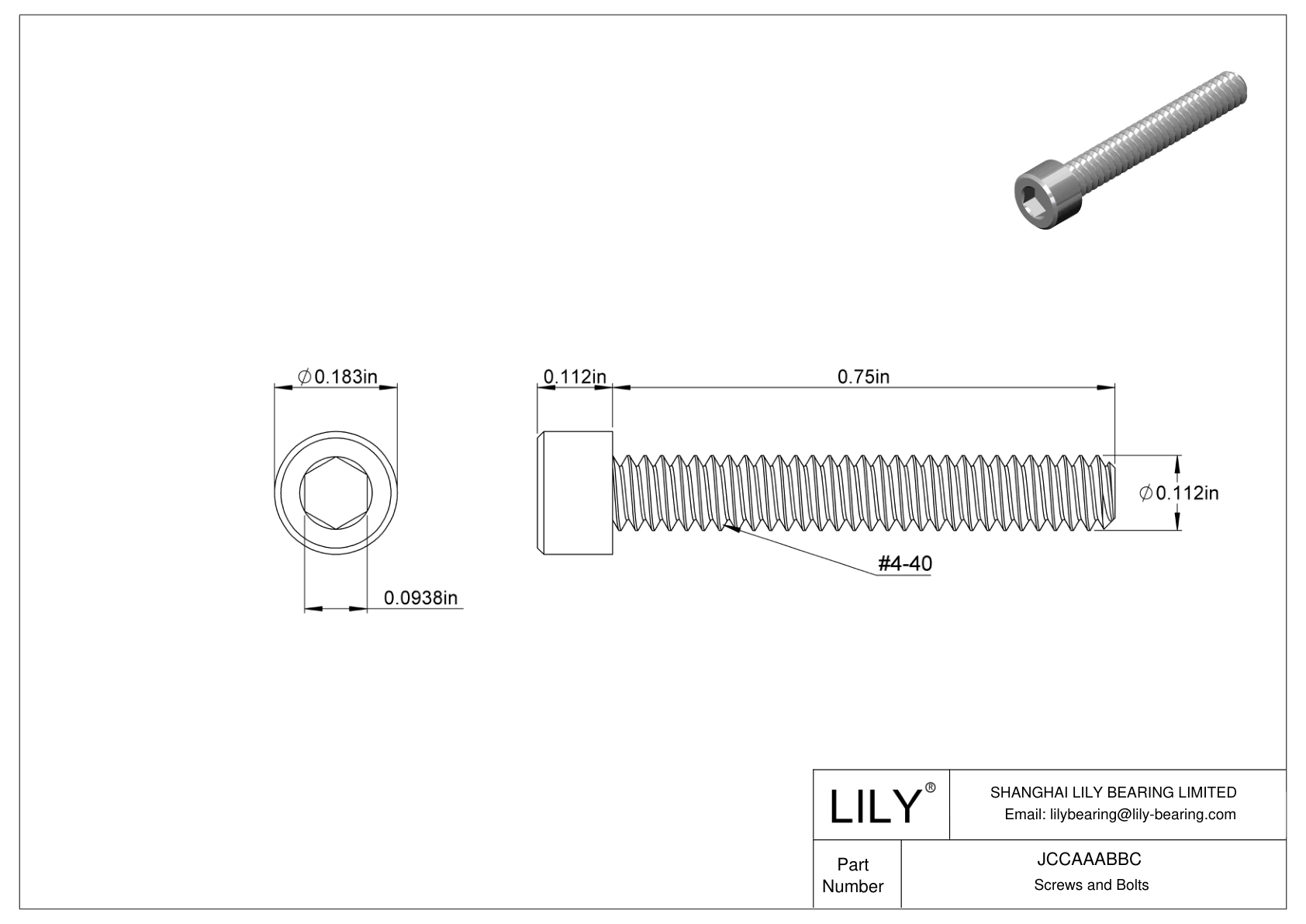 JCCAAABBC Mil. 军事规格 18-8 不锈钢内六角螺钉 cad drawing