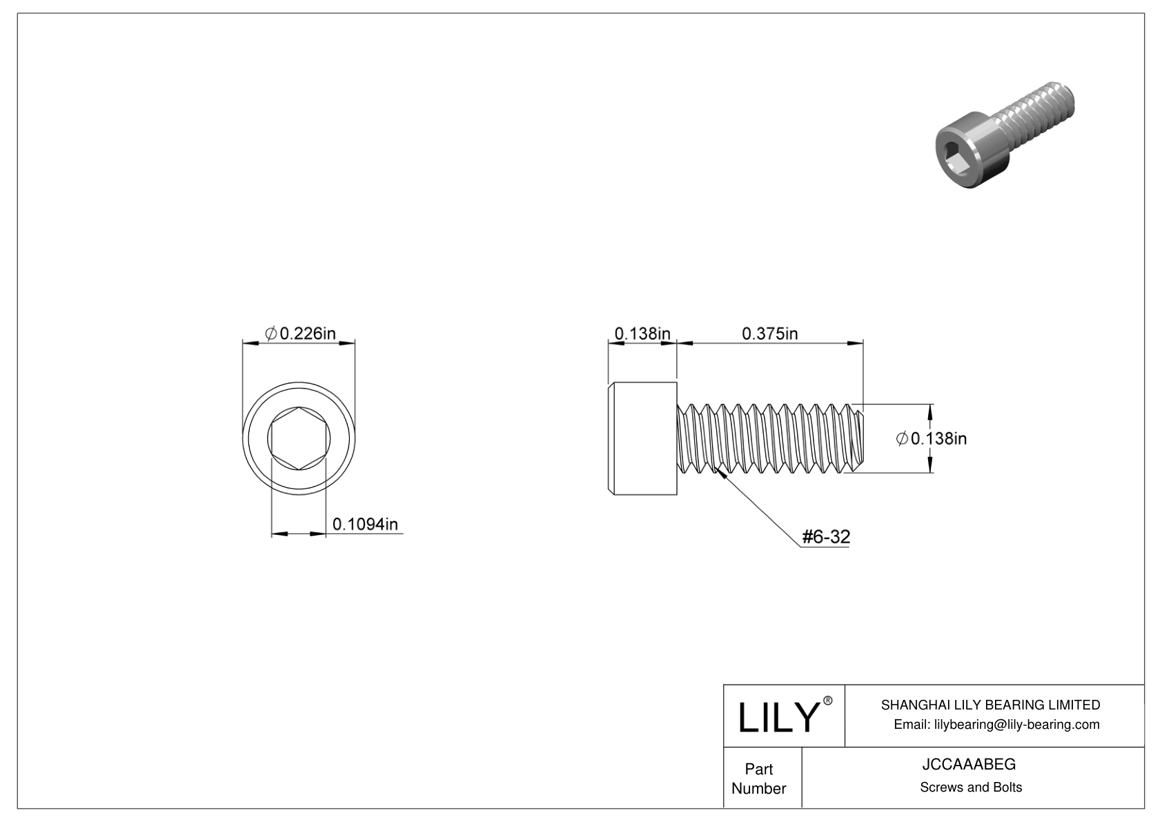 JCCAAABEG Mil. Spec. Tornillos de cabeza cilíndrica de acero inoxidable 18-8 cad drawing