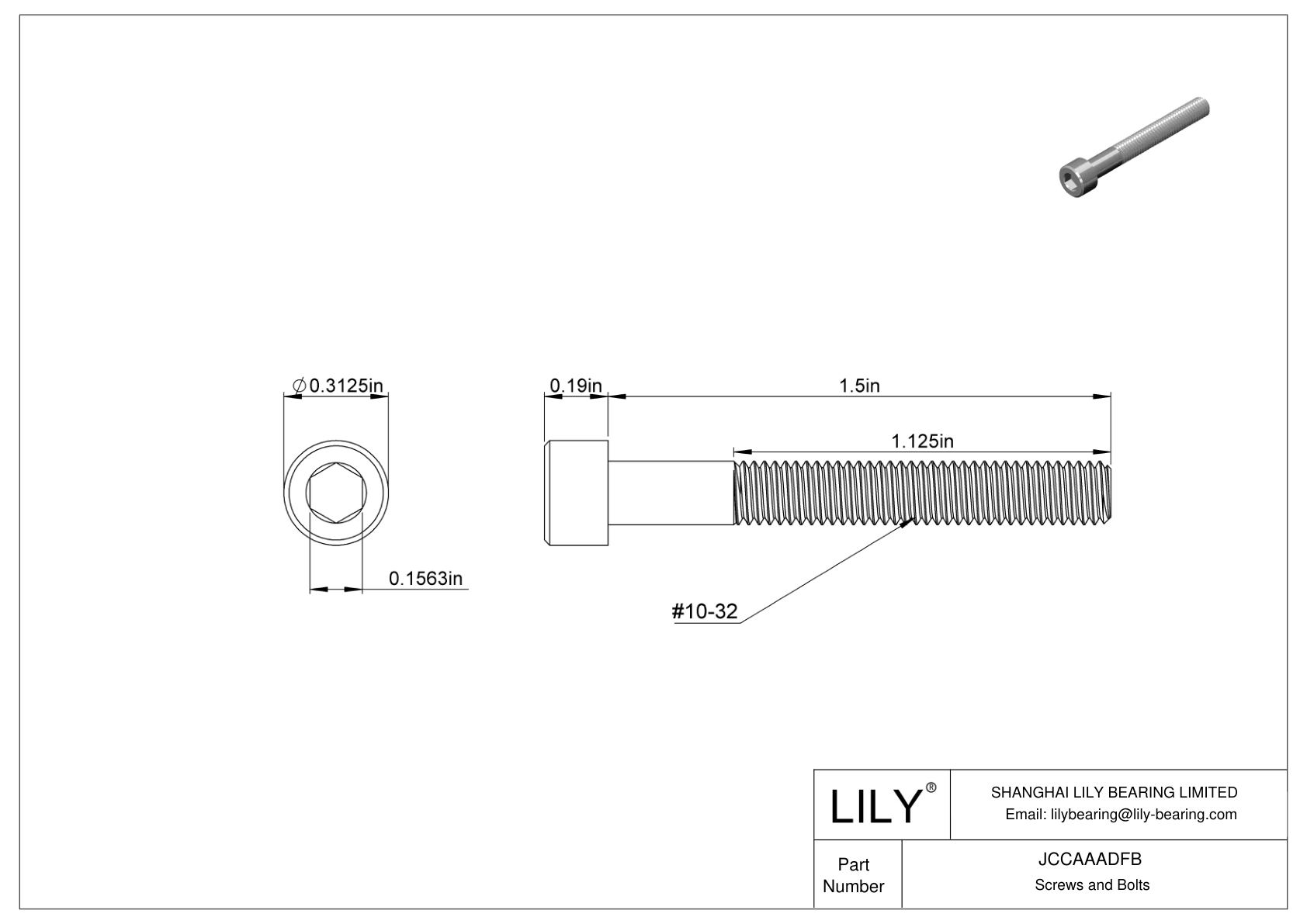 JCCAAADFB Mil. Spec. 18-8 Stainless Steel Socket Head Screws cad drawing