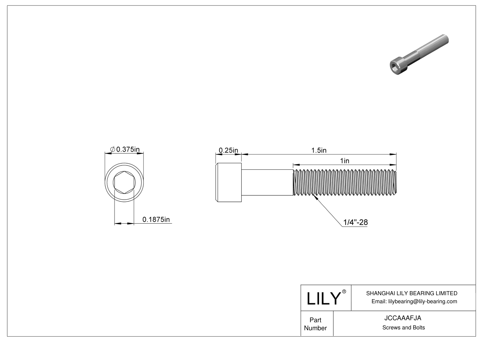 JCCAAAFJA Mil. 军事规格 18-8 不锈钢内六角螺钉 cad drawing