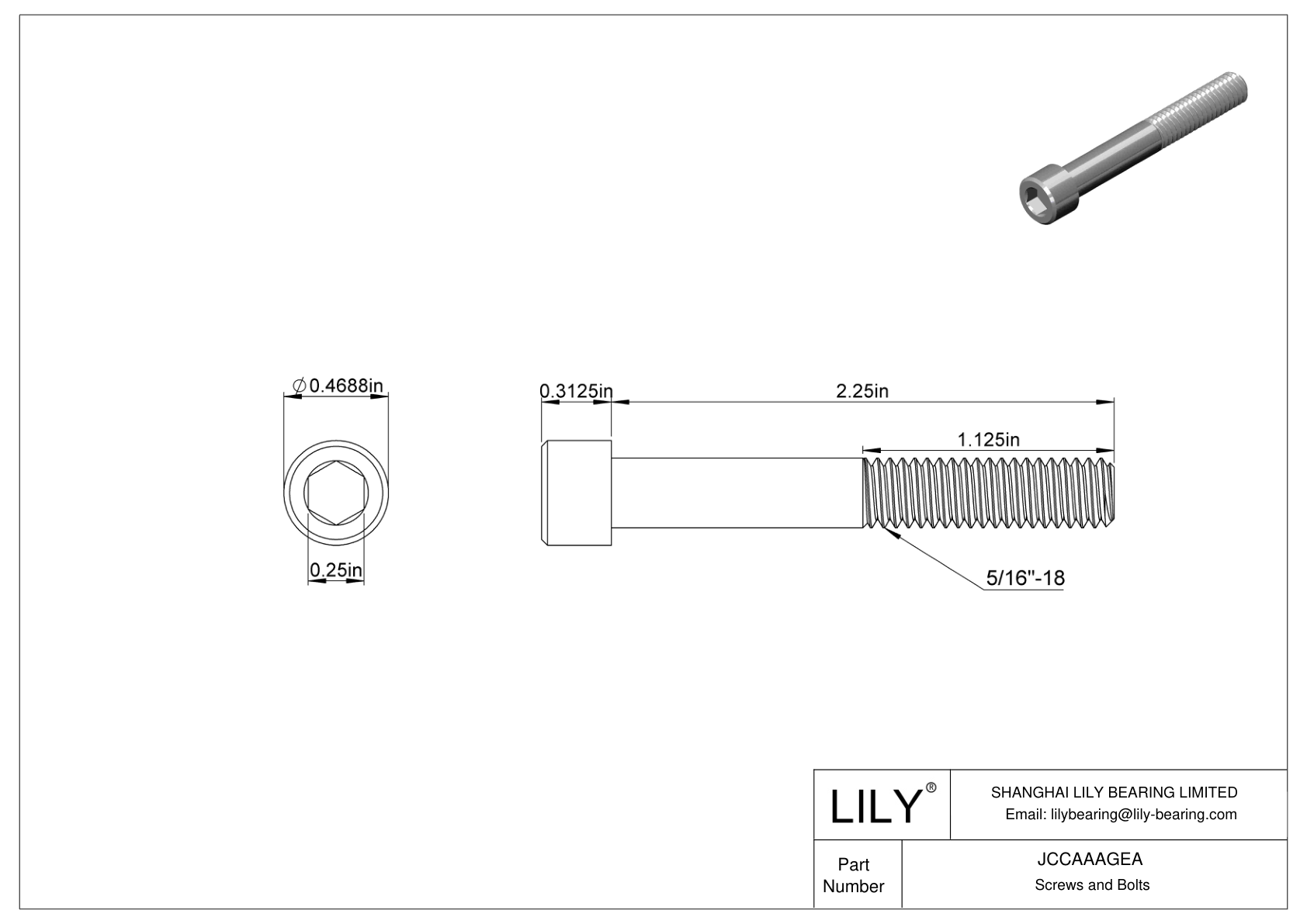 JCCAAAGEA Mil. Spec. Tornillos de cabeza cilíndrica de acero inoxidable 18-8 cad drawing