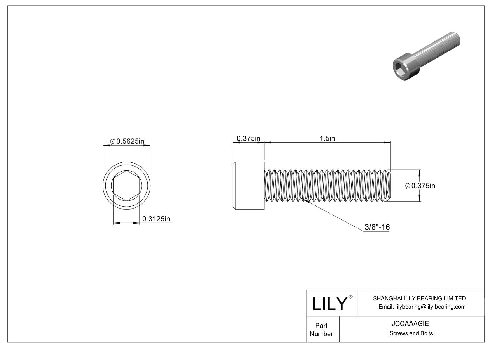 JCCAAAGIE Mil. 军事规格 18-8 不锈钢内六角螺钉 cad drawing