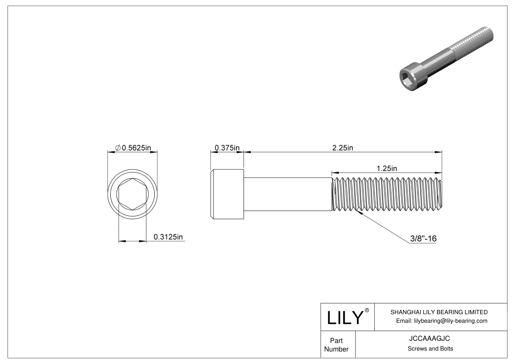 JCCAAAGJC Mil. Spec. Tornillos de cabeza cilíndrica de acero inoxidable 18-8 cad drawing