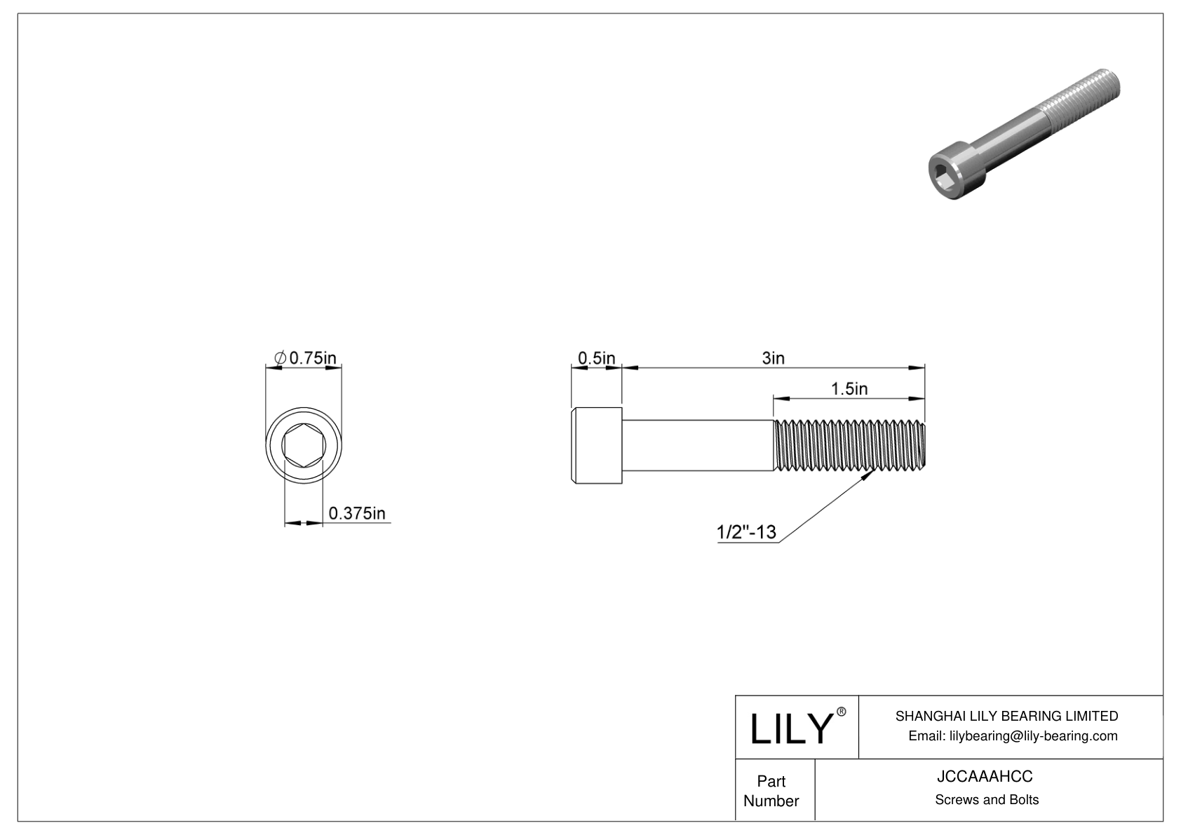 JCCAAAHCC Mil. Spec. Tornillos de cabeza cilíndrica de acero inoxidable 18-8 cad drawing