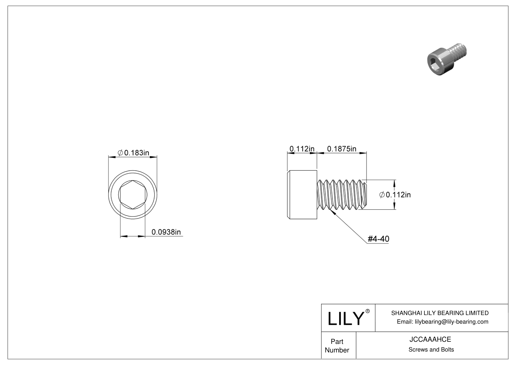 JCCAAAHCE Mil. 军事规格 18-8 不锈钢内六角螺钉 cad drawing