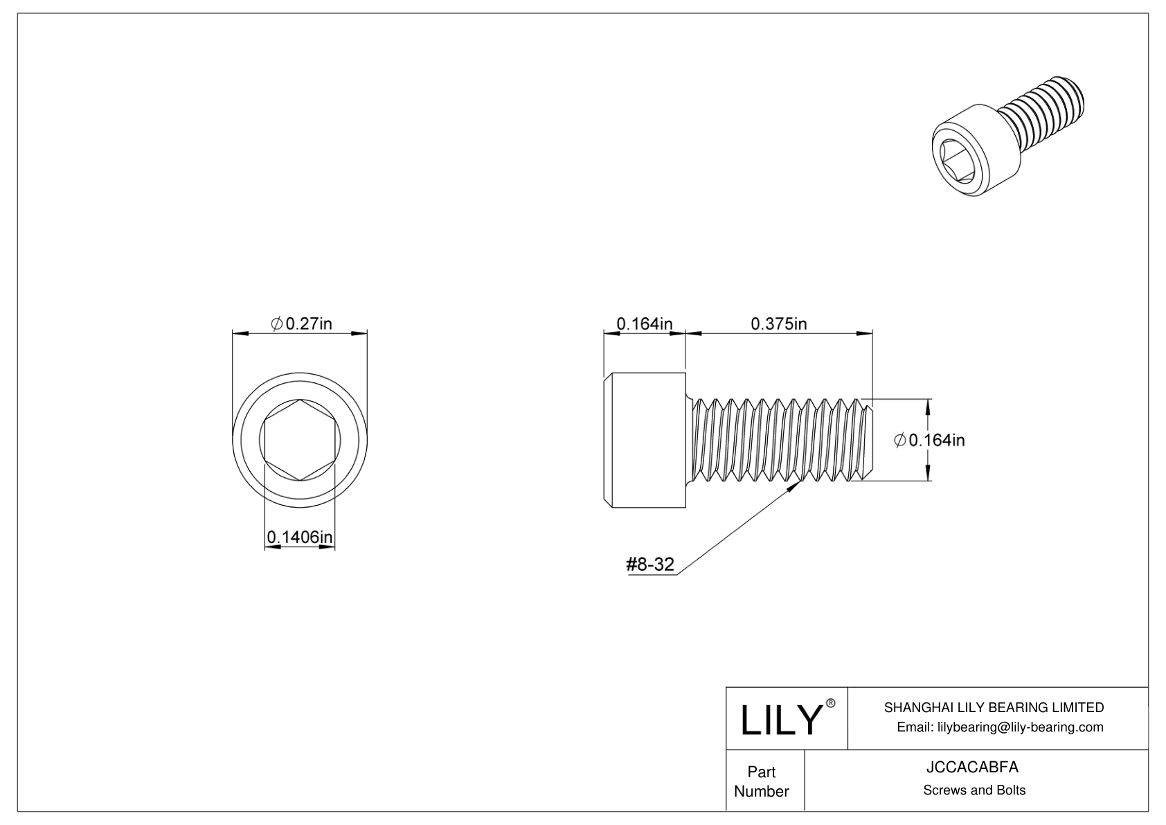 JCCACABFA 左旋螺纹 18-8 不锈钢内六角螺钉 cad drawing