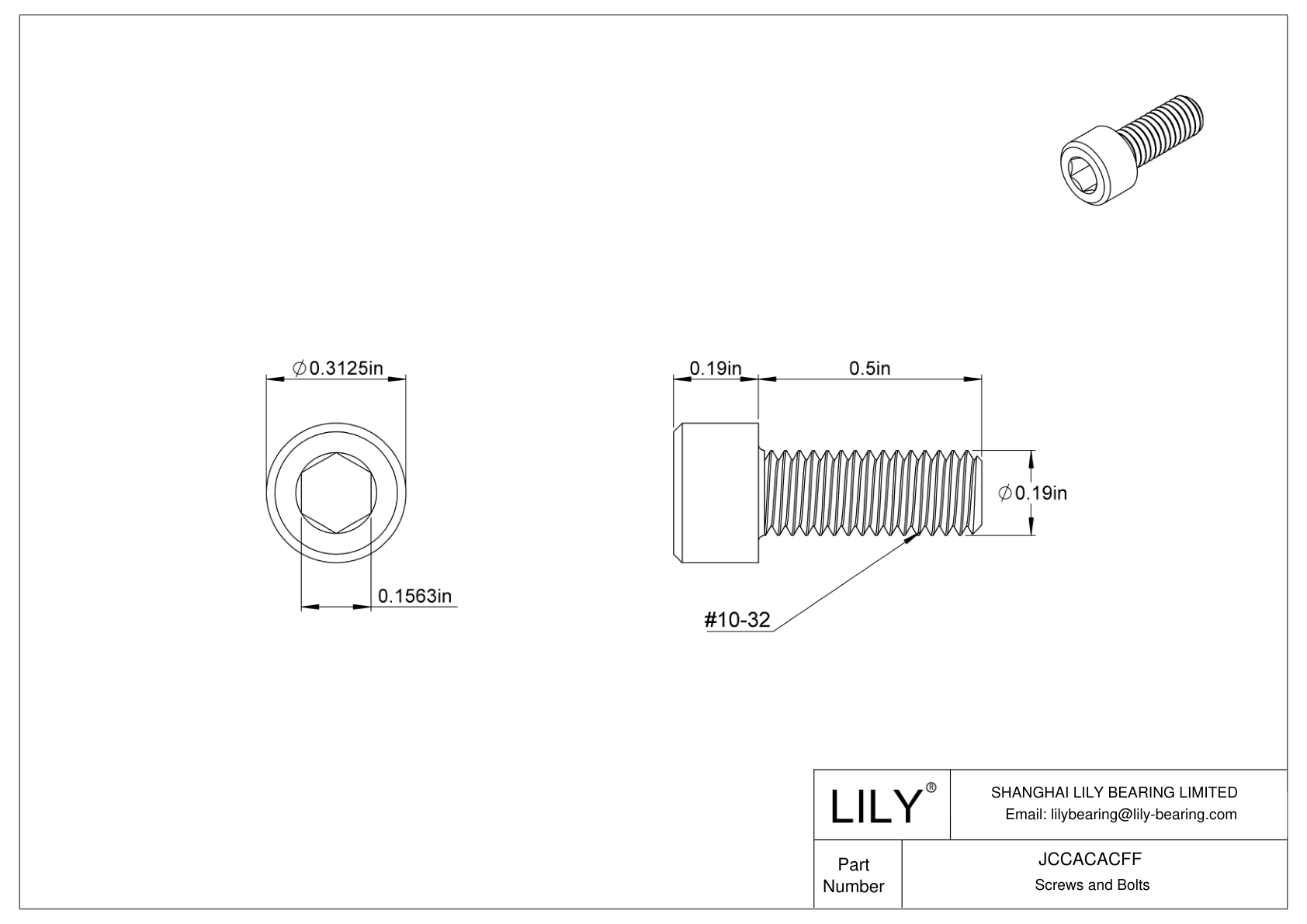 JCCACACFF 左旋螺纹 18-8 不锈钢内六角螺钉 cad drawing