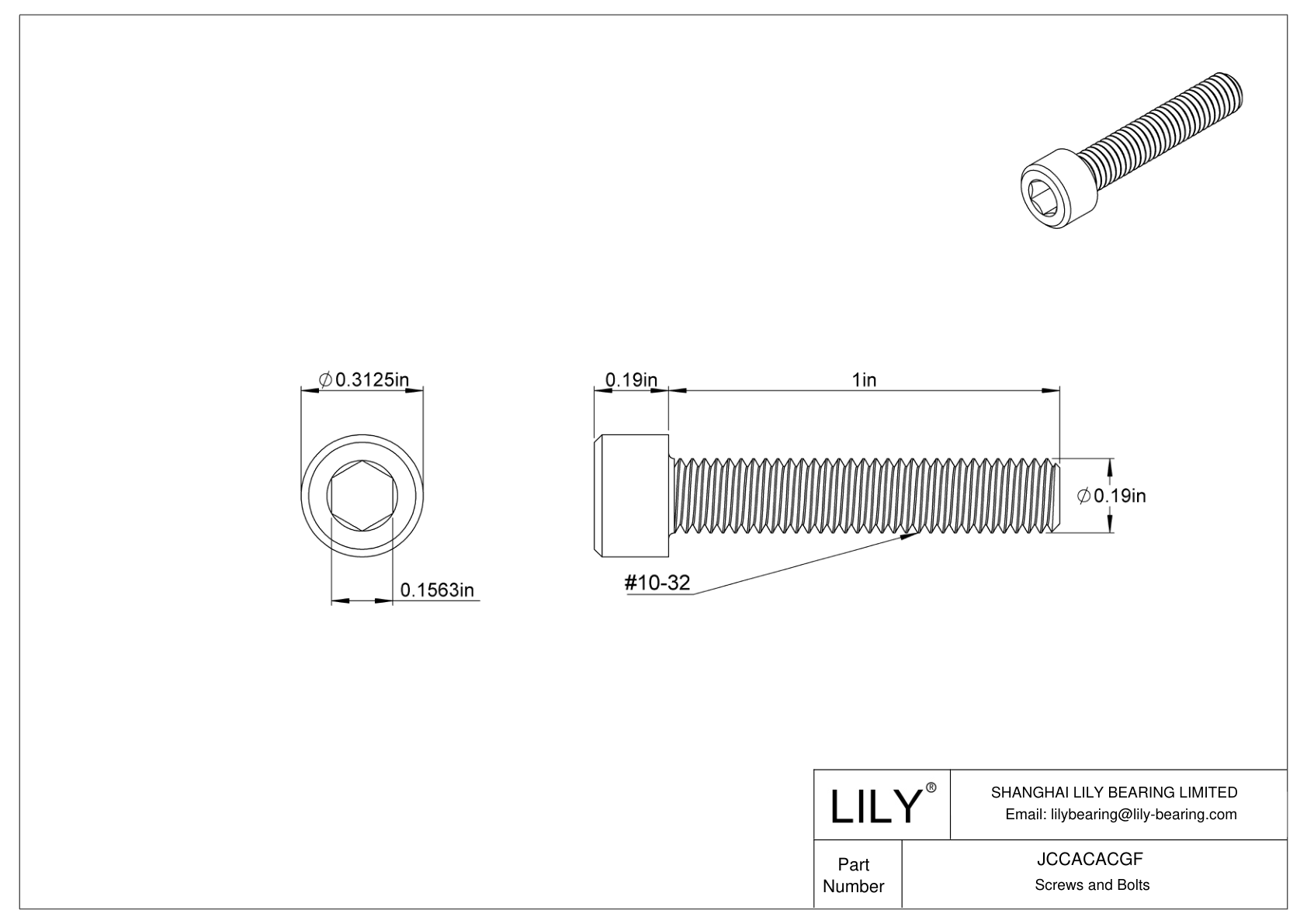 JCCACACGF 左旋螺纹 18-8 不锈钢内六角螺钉 cad drawing