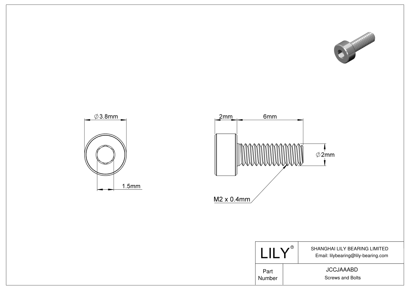 JCCJAAABD Super-Corrosion-Resistant 316 Stainless Steel Socket Head Screws cad drawing