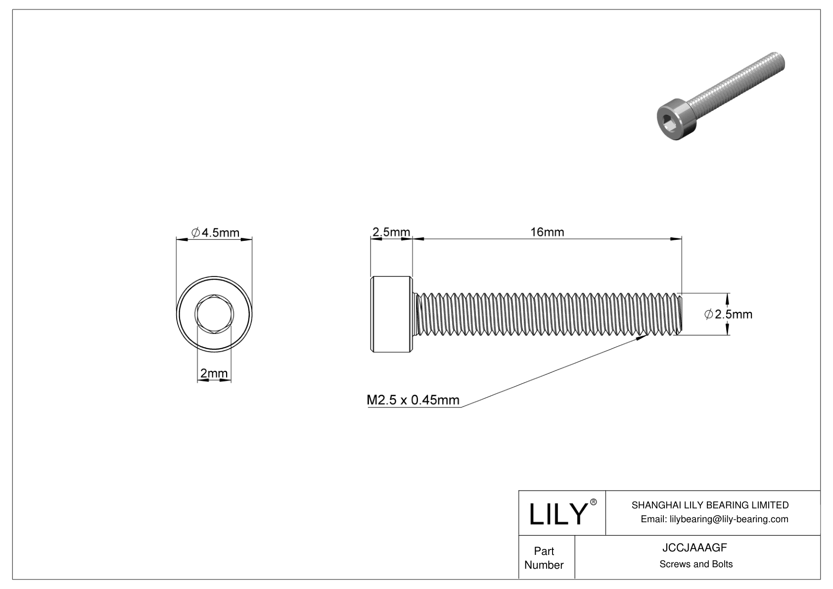 JCCJAAAGF Tornillos de cabeza cilíndrica de acero inoxidable 316 superresistentes a la corrosión cad drawing