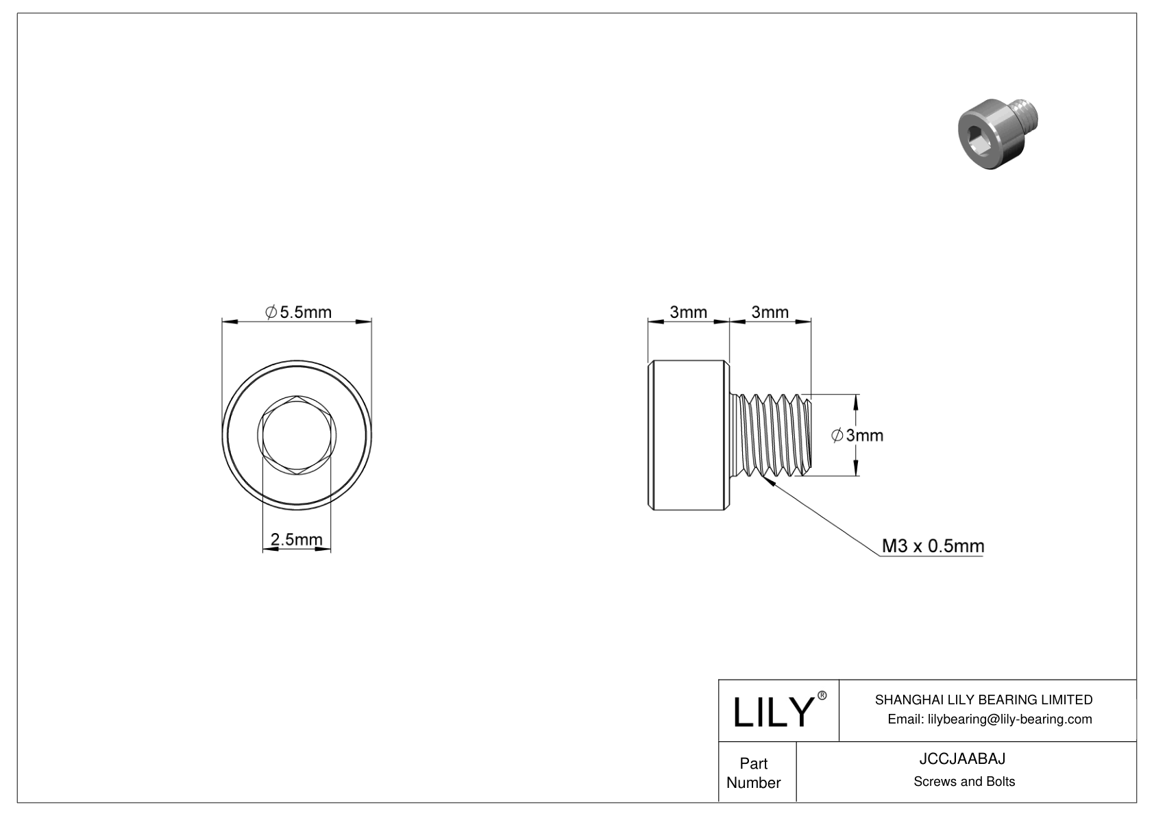 JCCJAABAJ 超耐腐蚀 316 不锈钢内六角螺钉 cad drawing