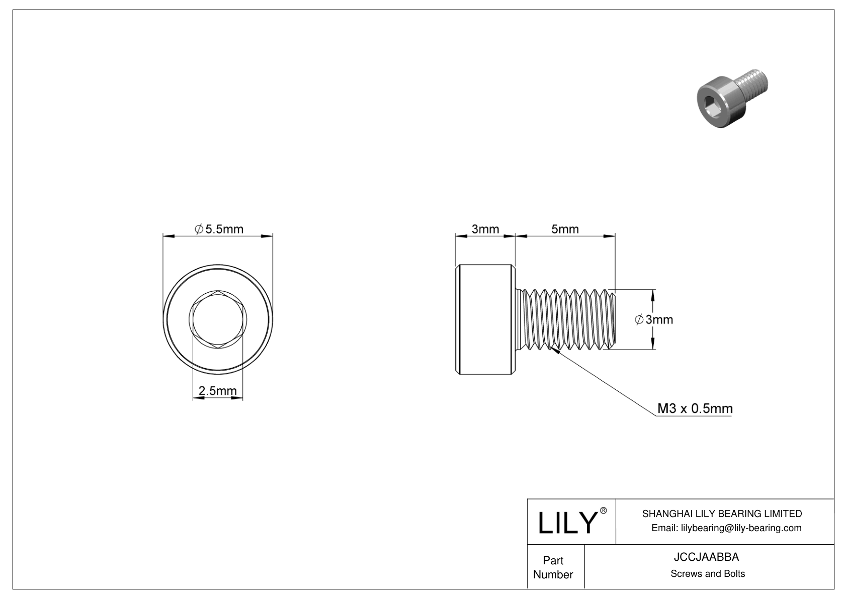 JCCJAABBA 超耐腐蚀 316 不锈钢内六角螺钉 cad drawing